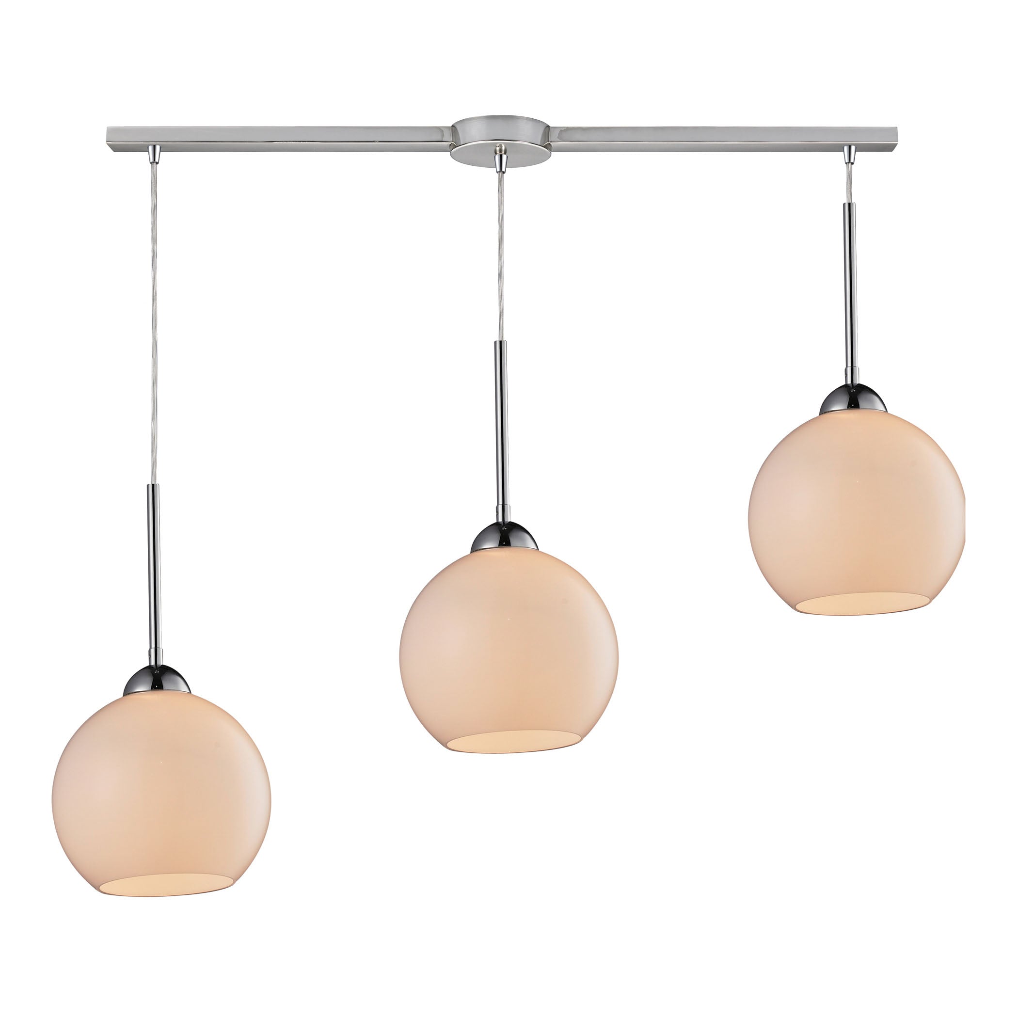 ELK Lighting 10240/3L-WH Cassandra 3-Light Linear Pendant Fixture in Polished Chrome with White Glass