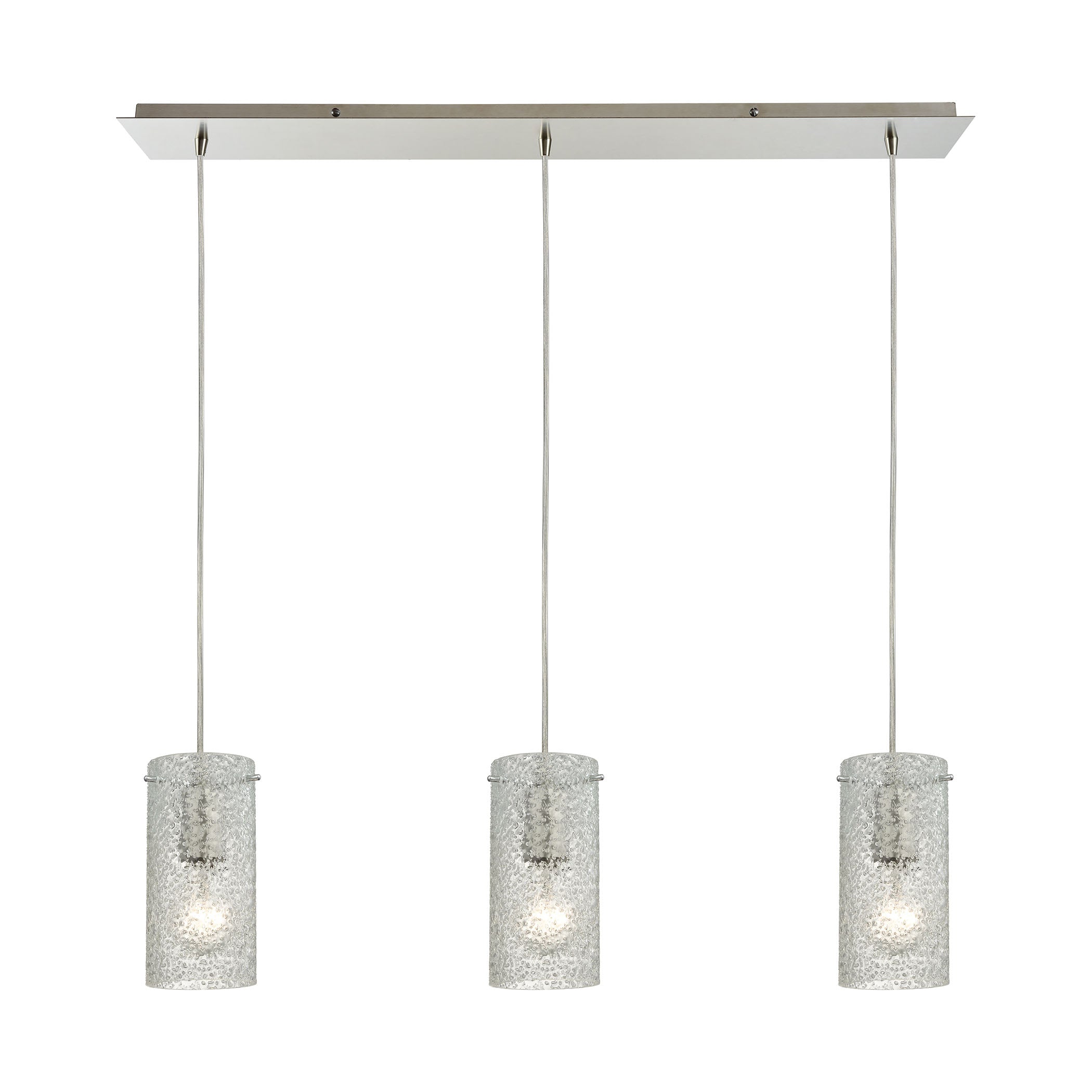 ELK Lighting 10242/3LP Ice Fragments 3-Light Linear Pendant Fixture in Satin Nickel with Clear Glass