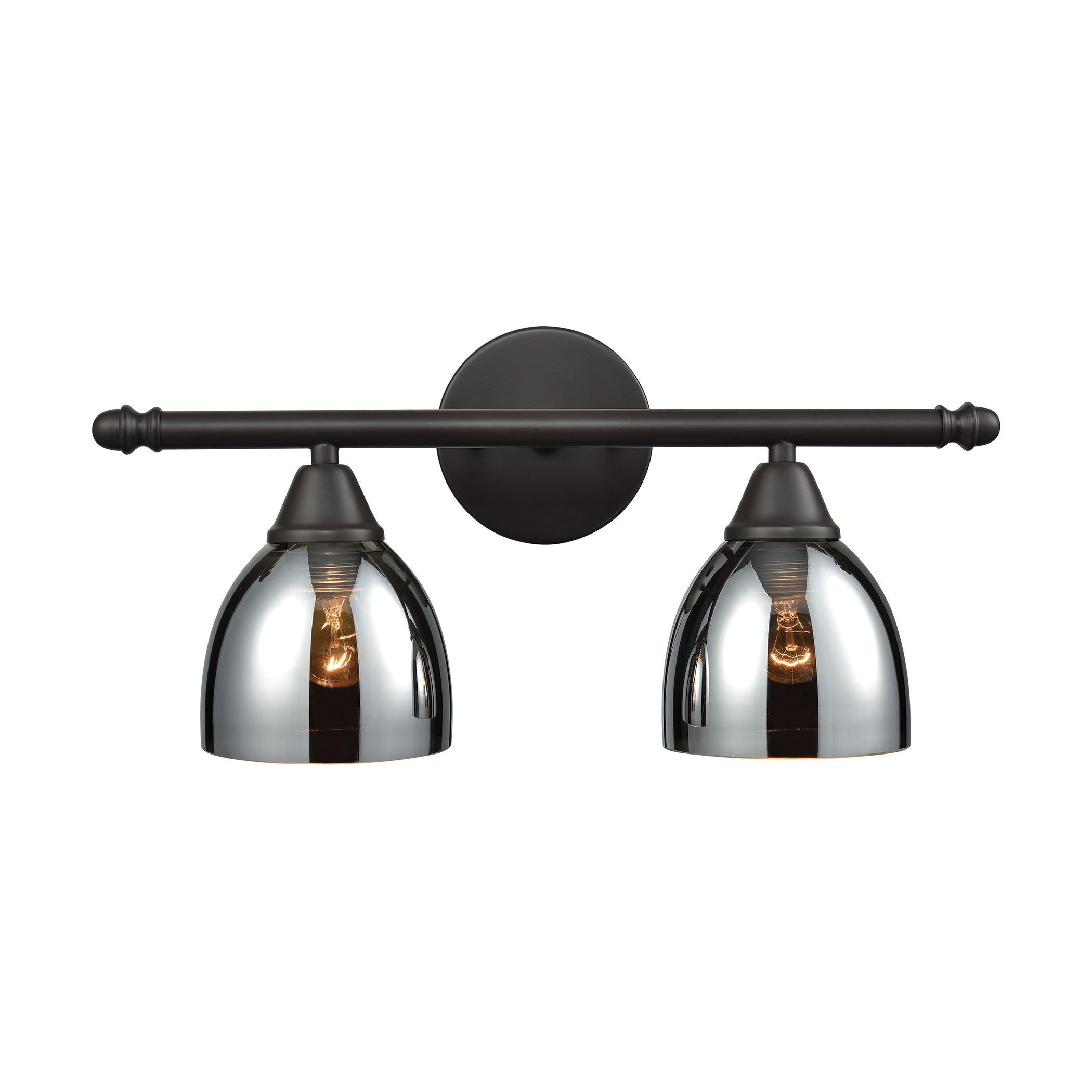 ELK Lighting 10271/2 Reflections 2-Light Vanity Lamp in Oil Rubbed Bronze with Chrome-plated Glass