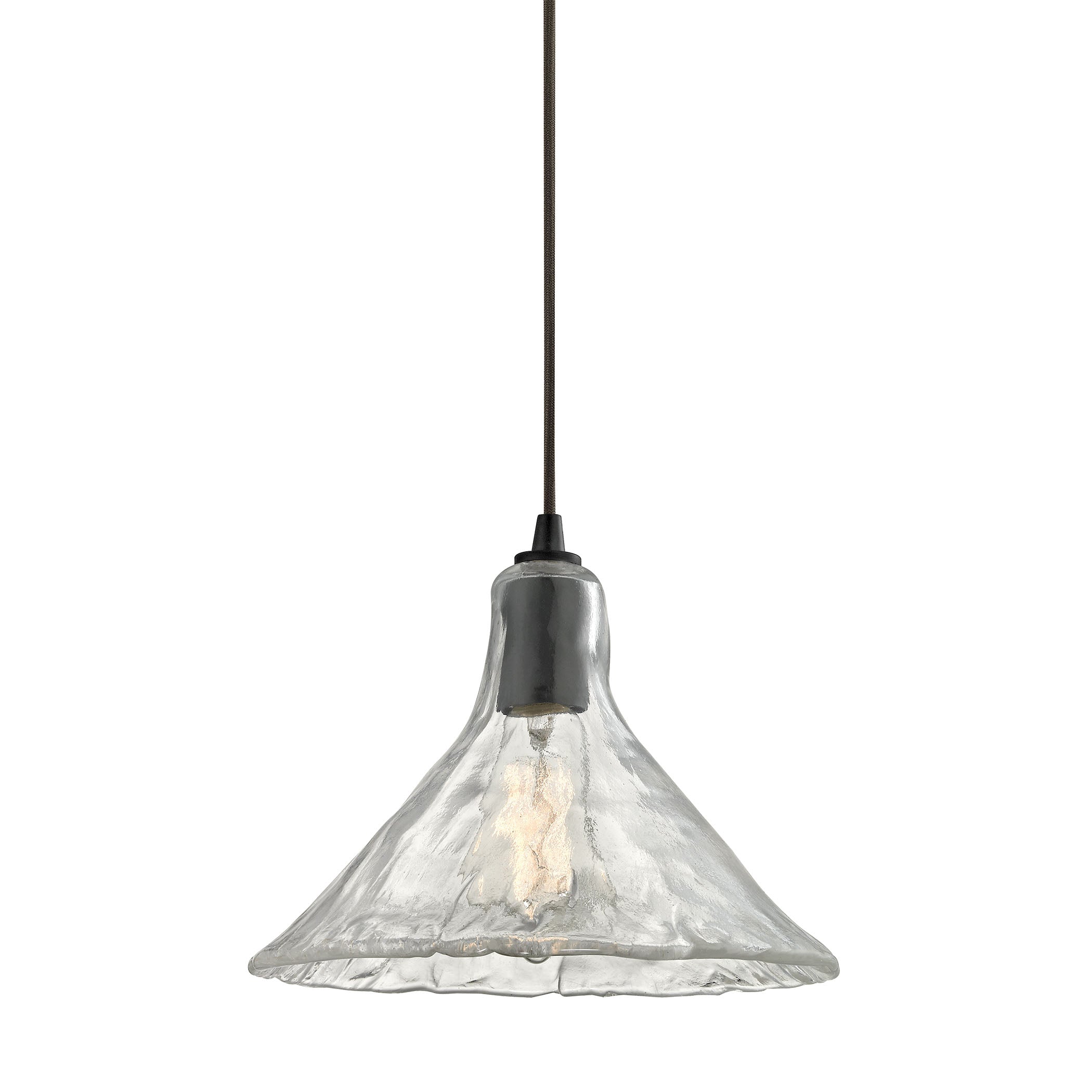 ELK Lighting 10435/1 Hand Formed Glass 1-Light Mini Pendant in Oiled Bronze with Clear Hand-formed Glass