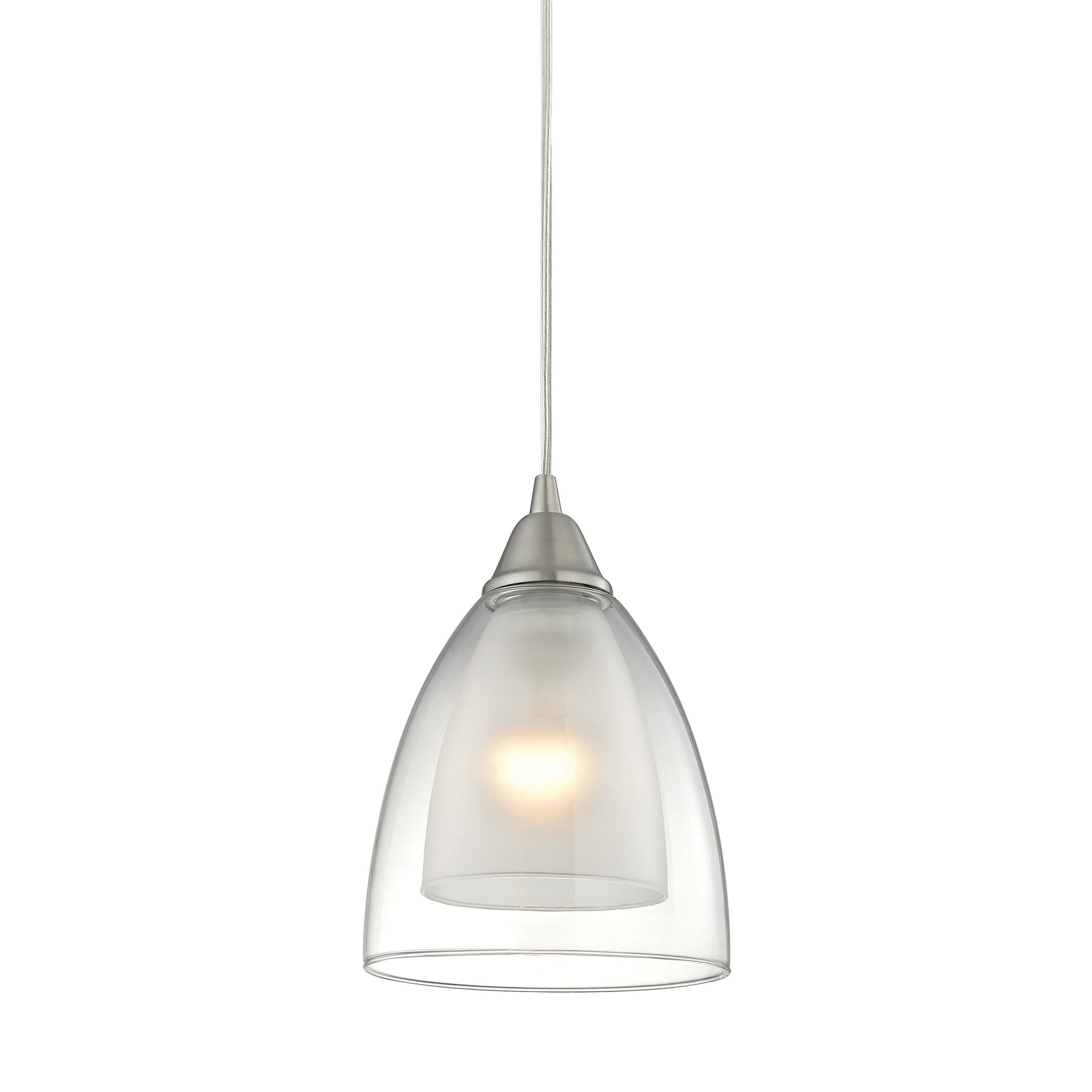 ELK Lighting 10464/1 Layers 1-Light Mini Pendant in Satin Nickel with Clear Glass
