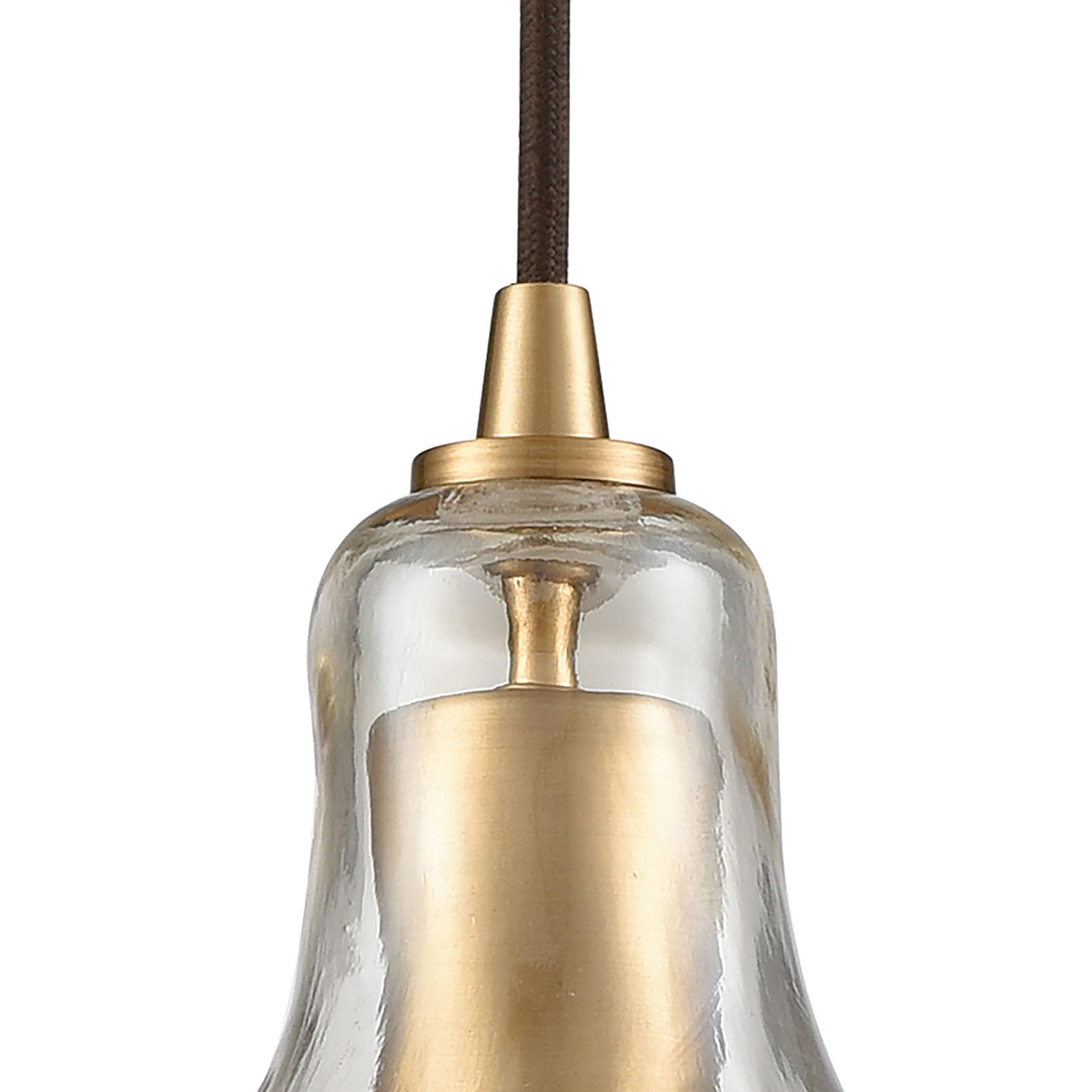ELK Lighting 10486/1 Hand Formed Glass 1-Light Mini Pendant in Satin Brass with Champagne-plated Hand-formed Glass