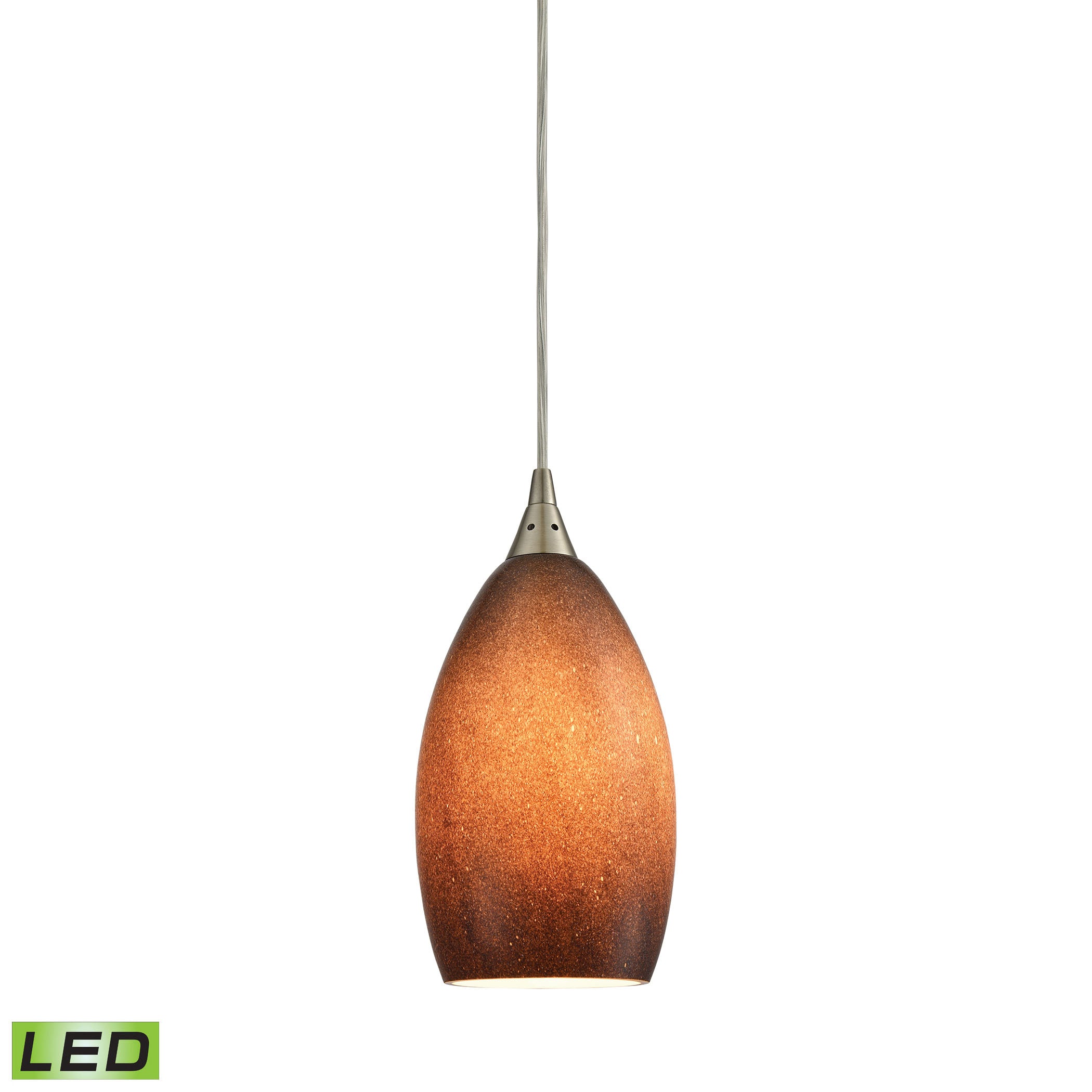 ELK Lighting 10510/1SND-LED Earth 1-Light Mini Pendant in Satin Nickel with Textured Sand Glass - Includes LED Bulb