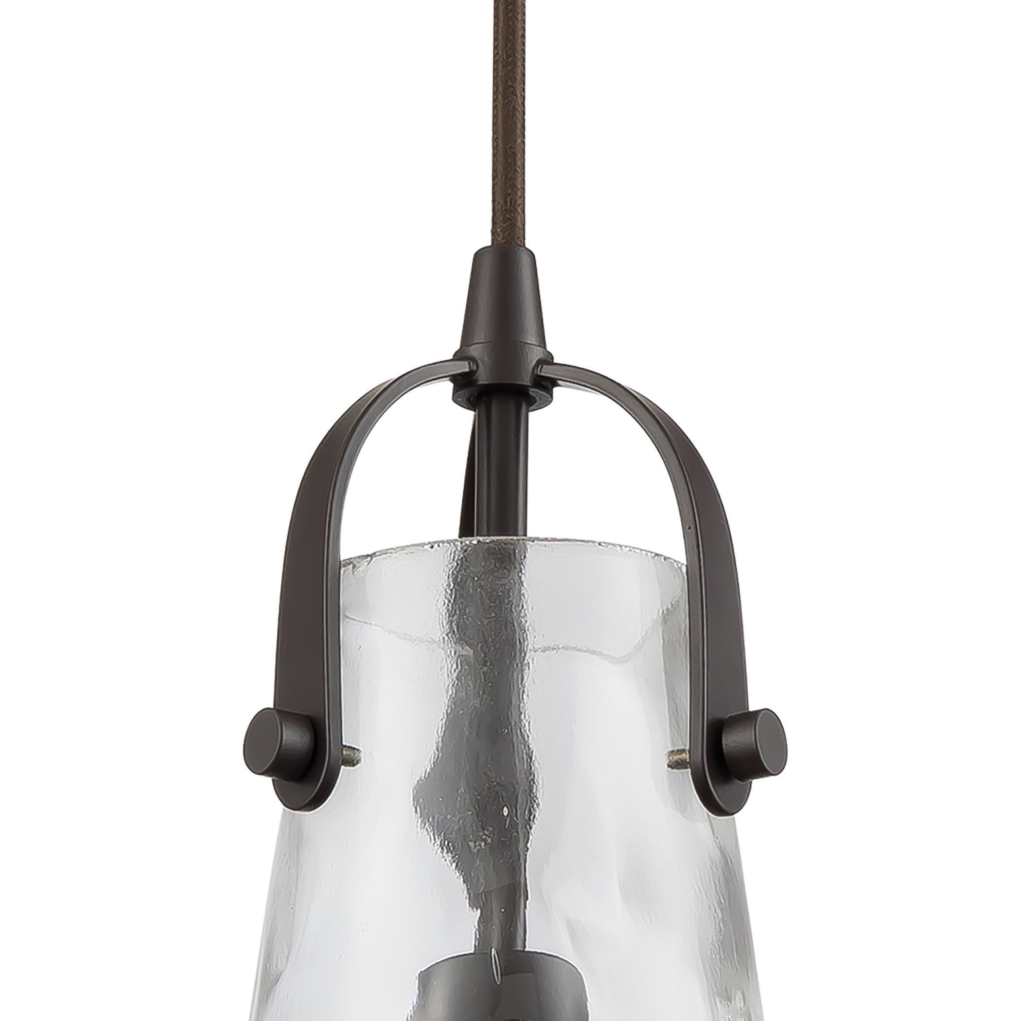 ELK Lighting 10555/1 Hand Formed Glass 1-Light Mini Pendant in Oiled Bronze with Clear Hand-formed Glass