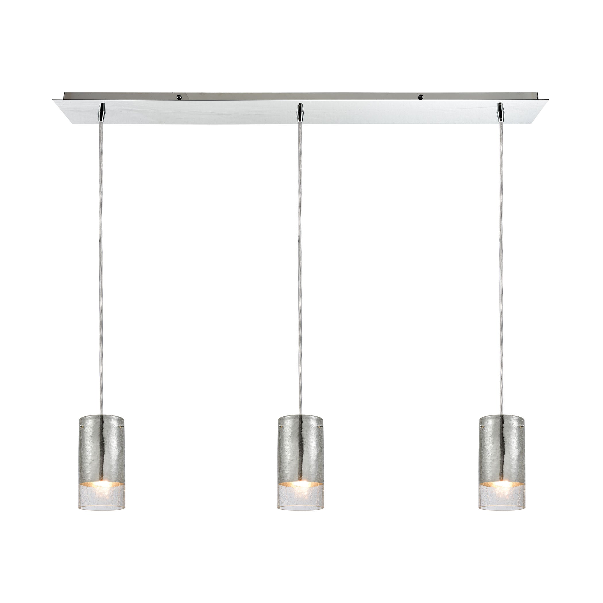 ELK Lighting 10570/3LP Tallula 3-Light Linear Mini Pendant Fixture in Chrome with Chrome-plated and Clear Crackle Glass