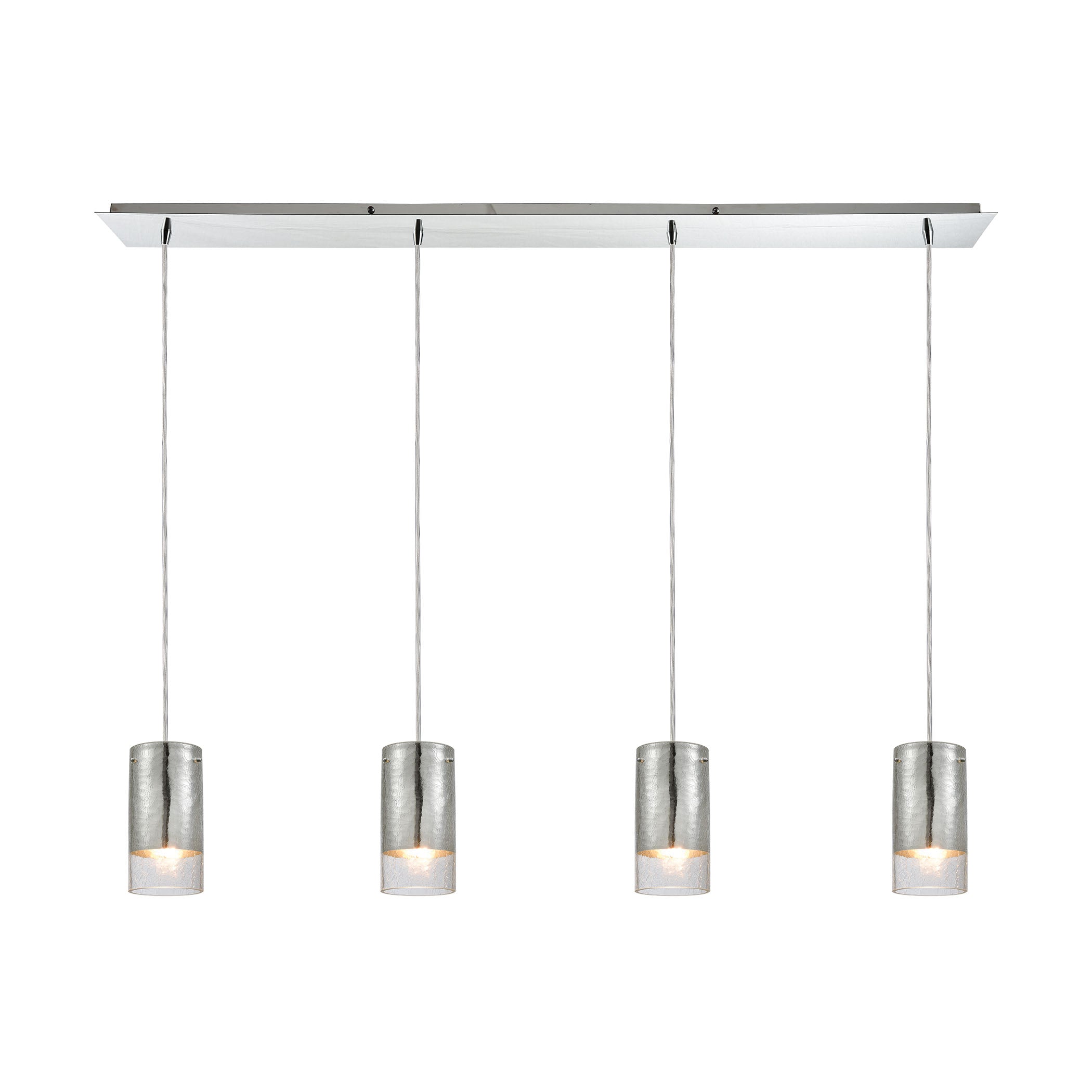 ELK Lighting 10570/4LP Tallula 4-Light Linear Pendant Fixture in Chrome with Chrome-plated and Clear Crackle Glass
