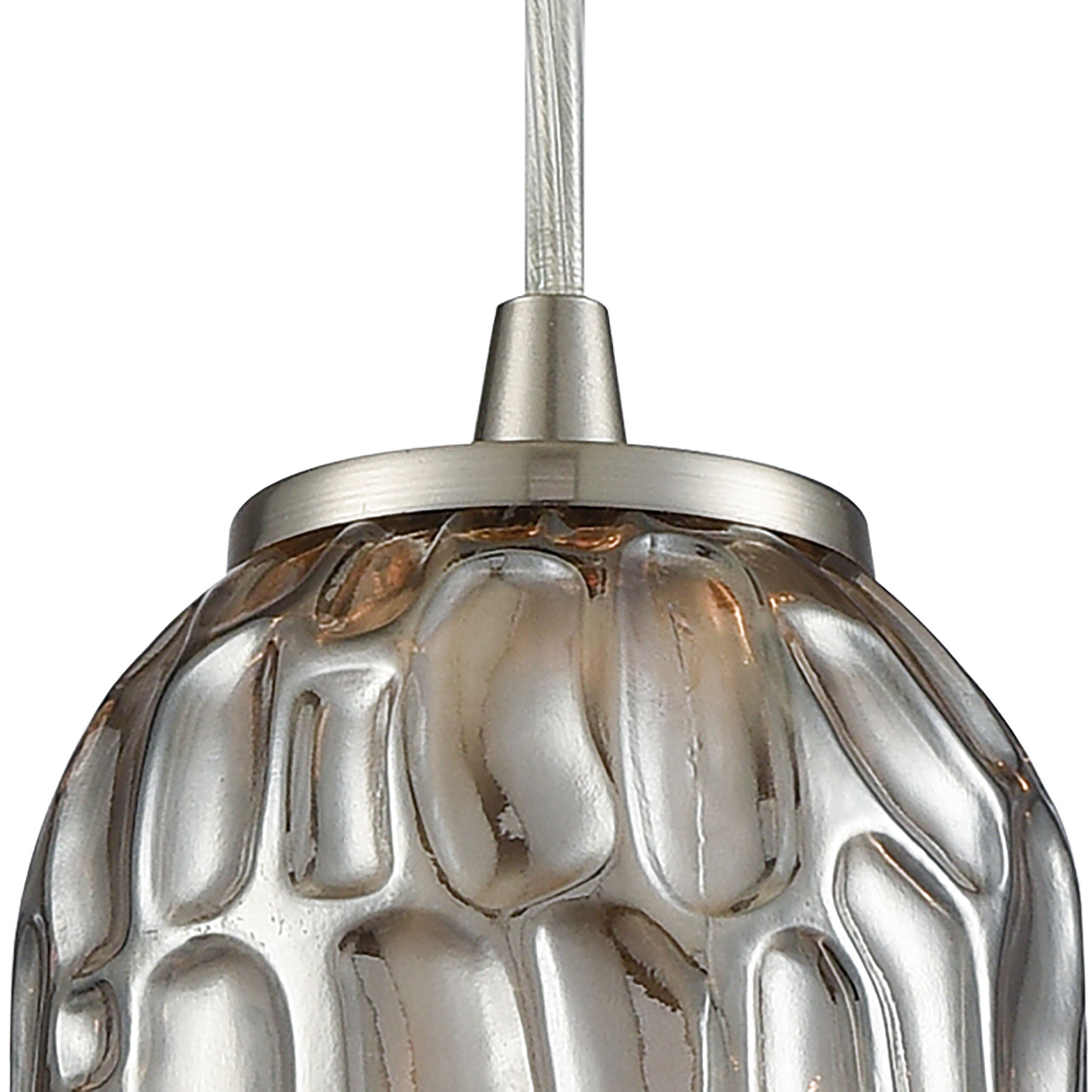 ELK Lighting 10600/1 Ansegar 1-Light Mini Pendant in Satin Nickel with Textured Smoke Glass