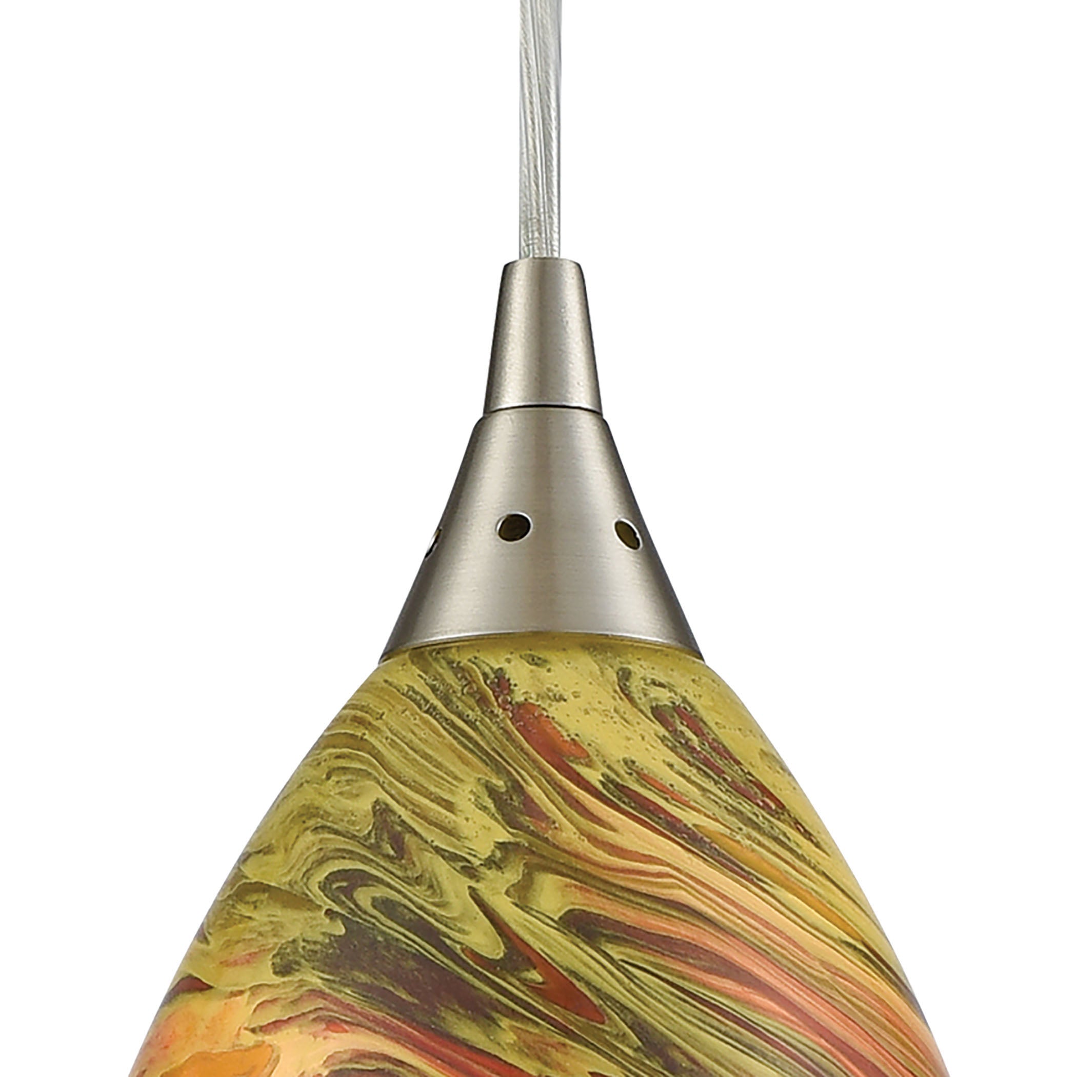 ELK Lighting 10630/1 Collanino 1-Light Mini Pendant in Satin Nickel with Lava Swirl Blown Glass