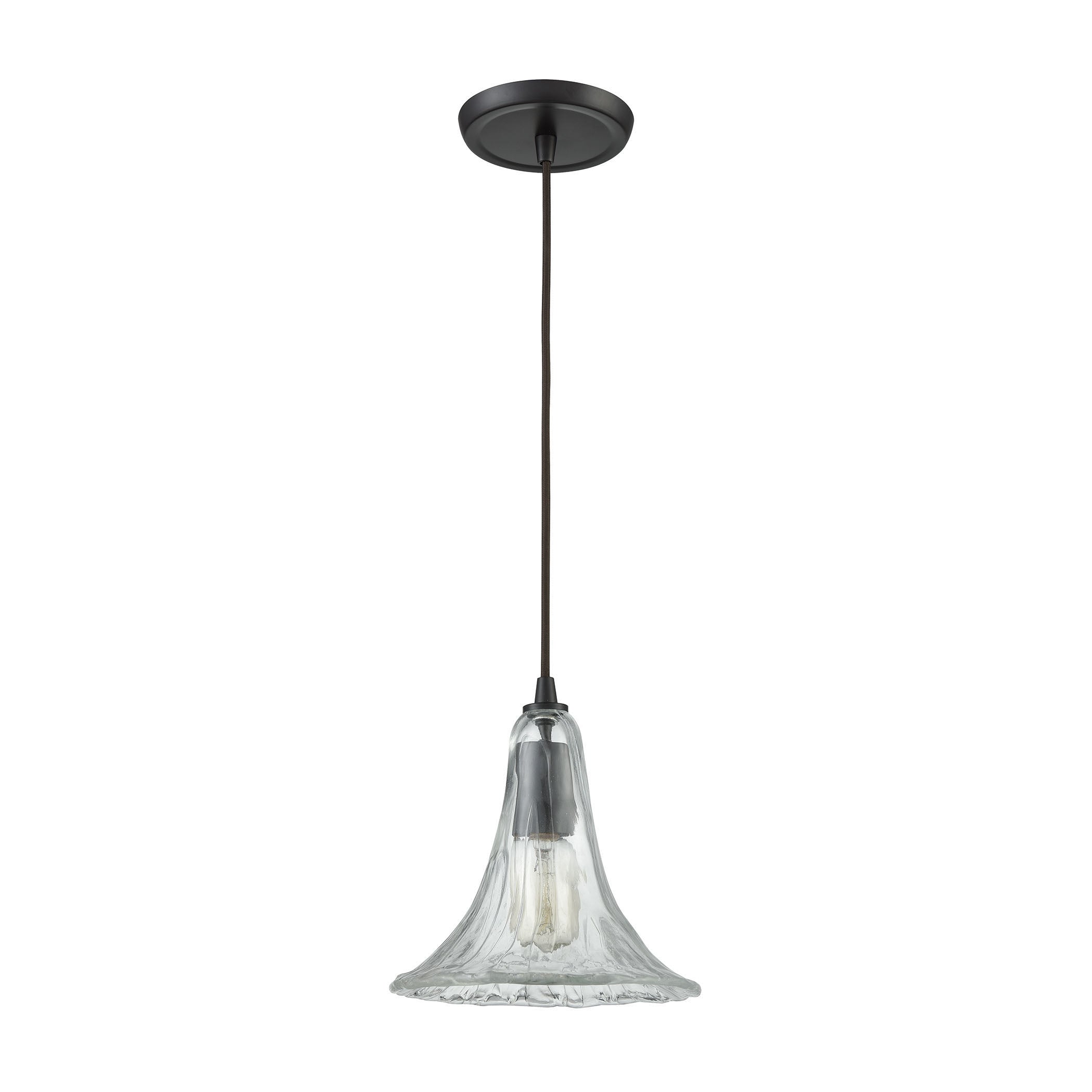 ELK Lighting 10652/1 Hand Formed Glass 1-Light Mini Pendant in Oiled Bronze with Clear Hand-formed Glass
