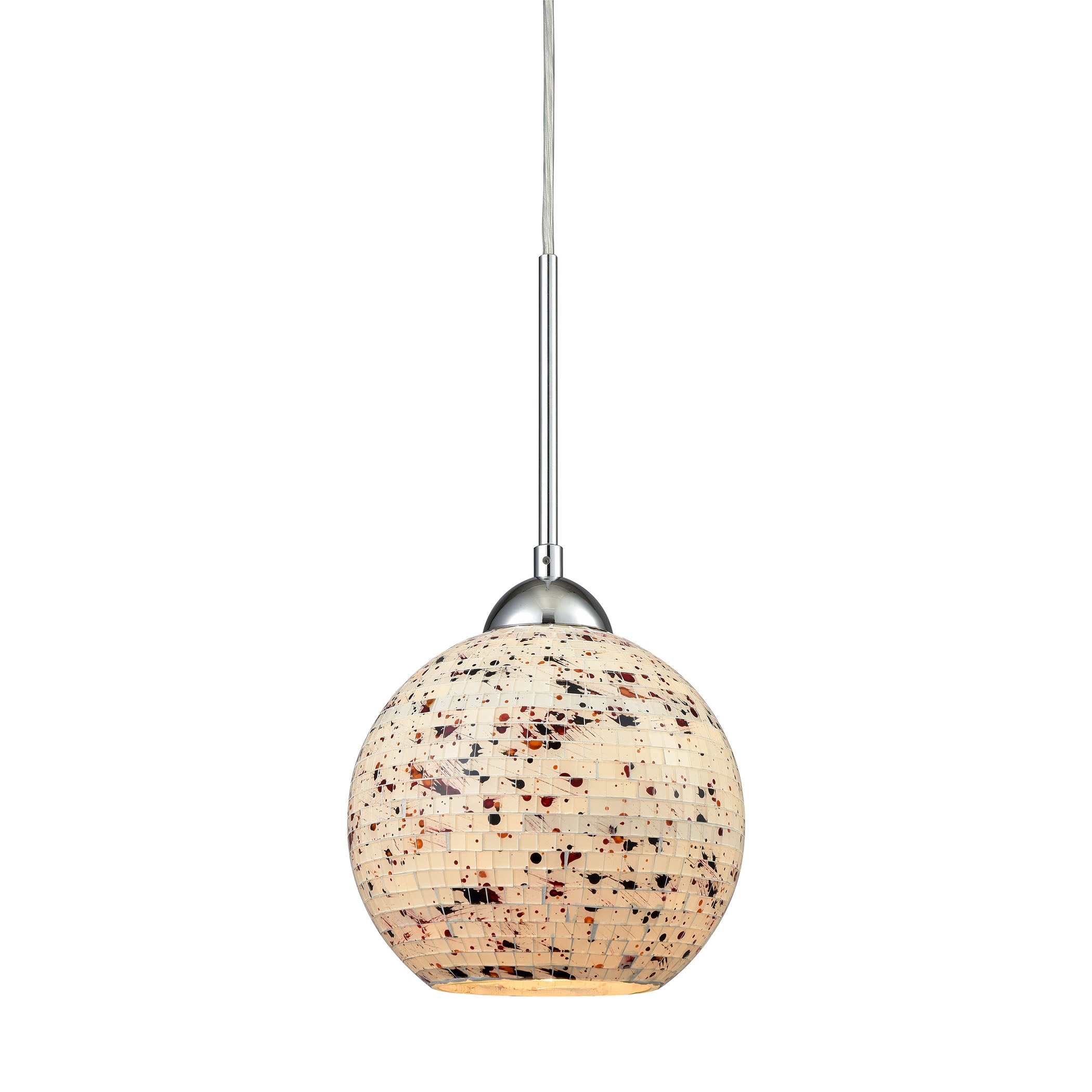 ELK Lighting 10741/1 Spatter 1-Light Mini Pendant in Polished Chrome with Spatter Mosaic Glass