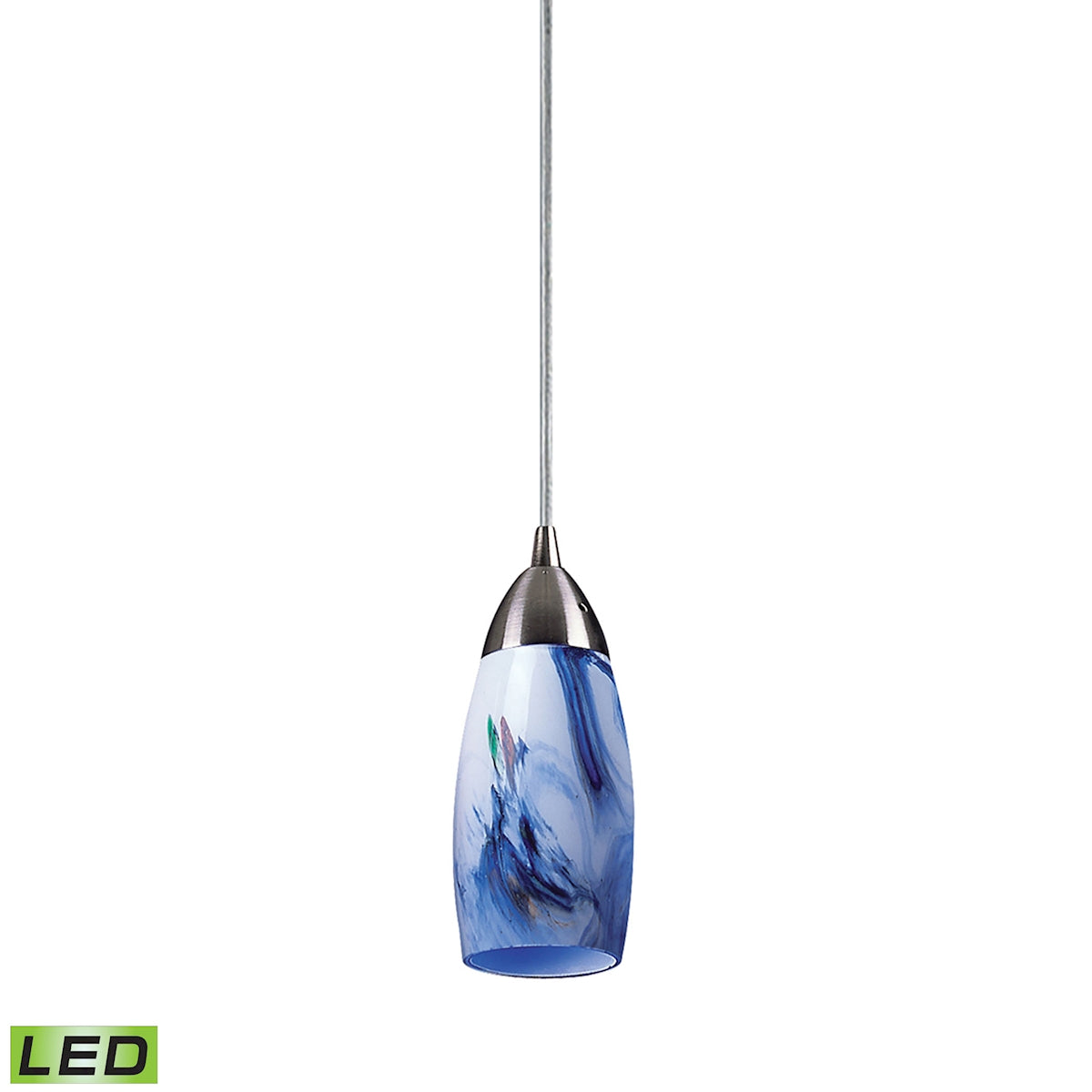 ELK Lighting 110-1MT-LED Milan 1-Light Mini Pendant in Satin Nickel with Mountain Glass - Includes LED Bulb