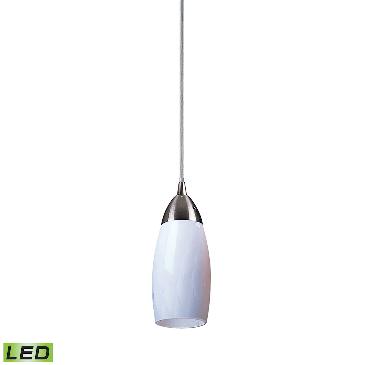 ELK Lighting 110-1WH-LED Milan 1-Light Mini Pendant in Satin Nickel with Simple White Glass - Includes LED Bulb