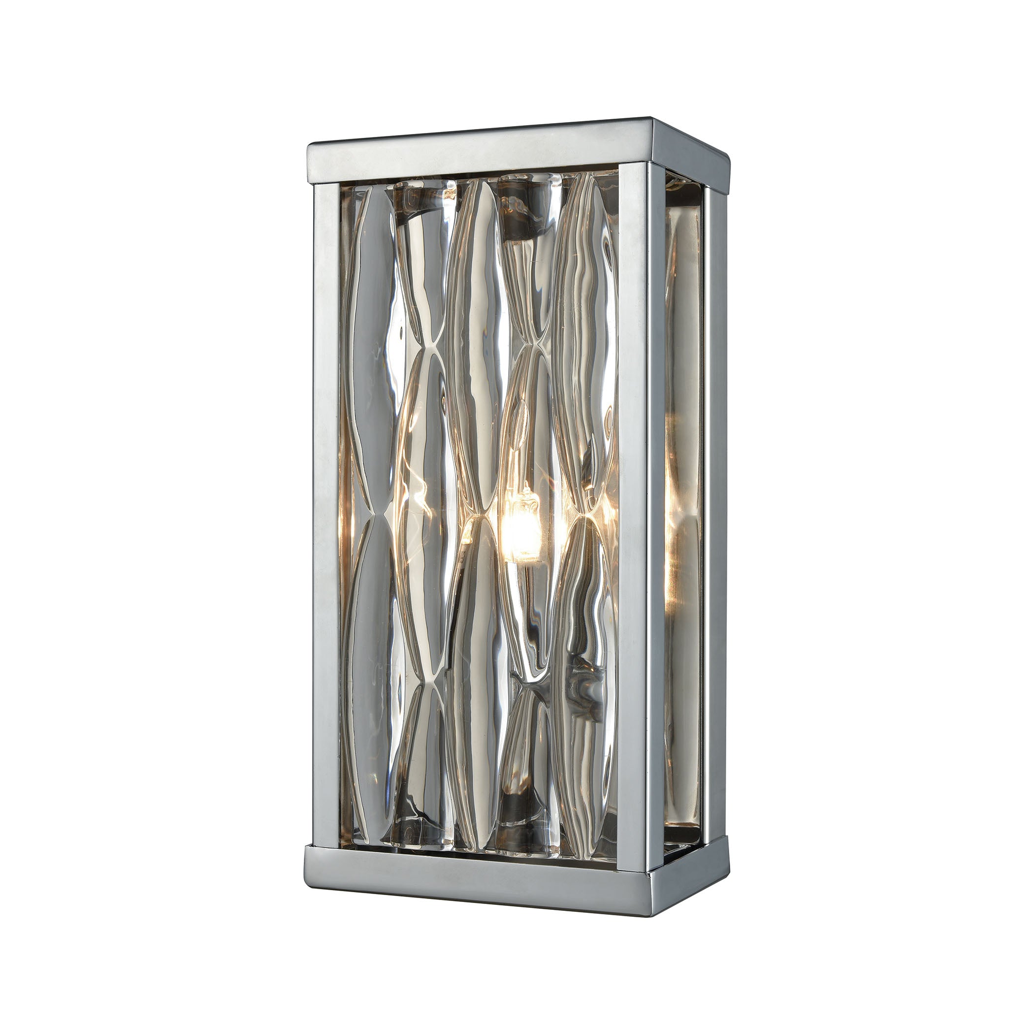 ELK Lighting 11100/1 Riverflow 1-Light Vanity Sconce in Polished Chrome with Stacked River Stone Glass