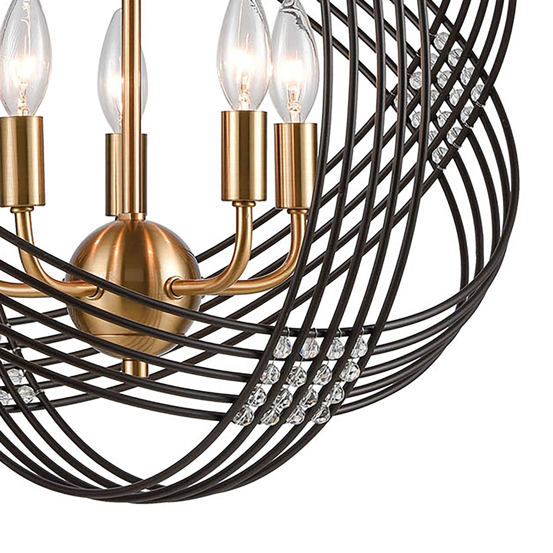 ELK Lighting 11193/5 Concentric 5-Light Chandelier in Oil Rubbed Bronze with Clear Crystal Beads
