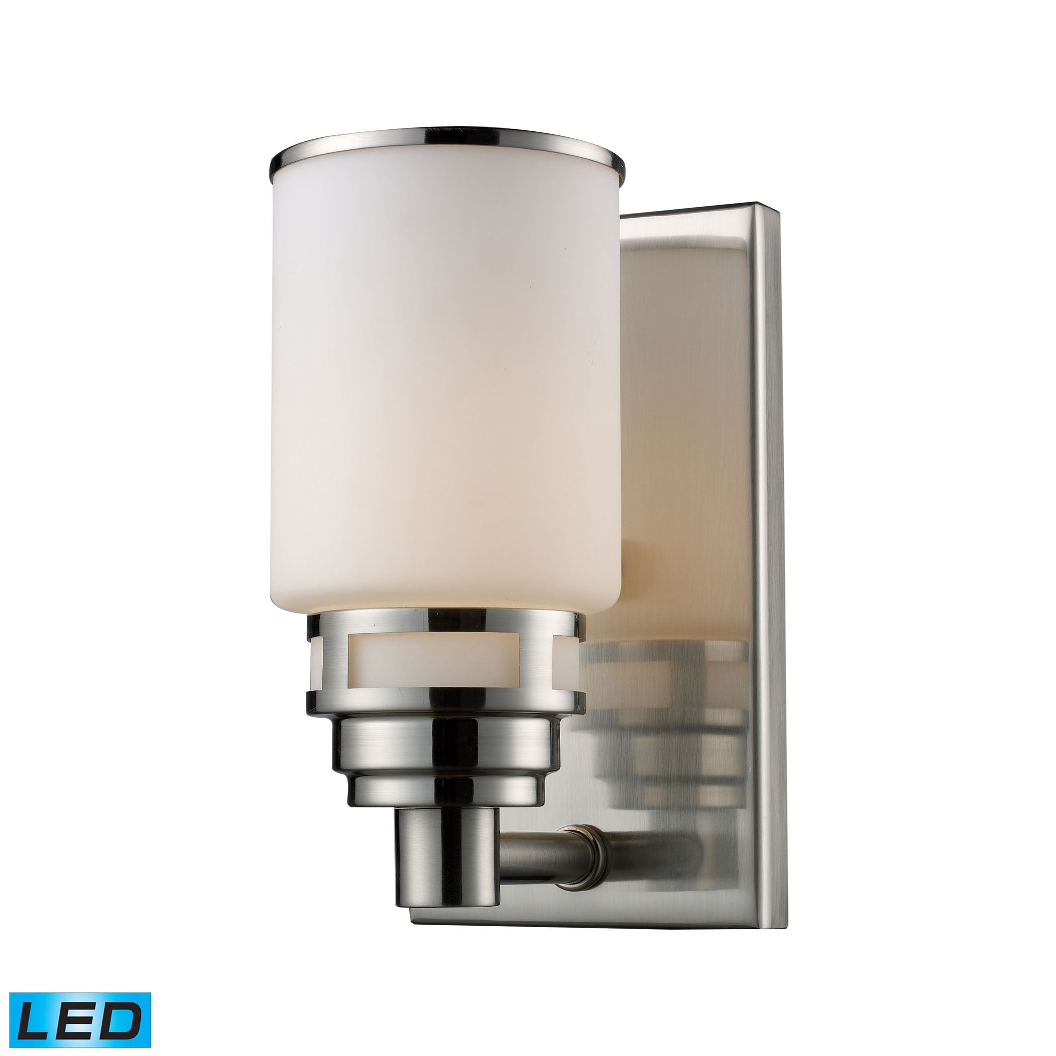 ELK Lighting 11264/1-LED Bryant 1-Light Vanity Lamp in Satin Nickel with Opal White Glass - Includes LED Bulb