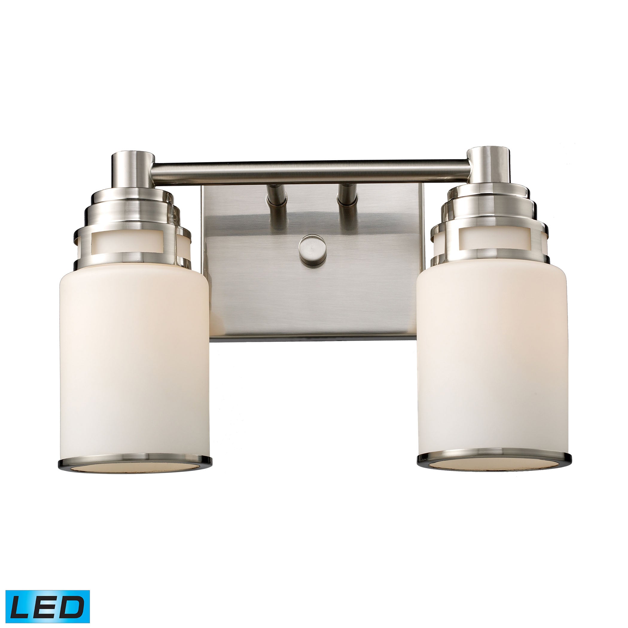 ELK Lighting 11265/2-LED Bryant 2-Light Vanity Lamp in Satin Nickel with Opal White Glass - Includes LED Bulbs