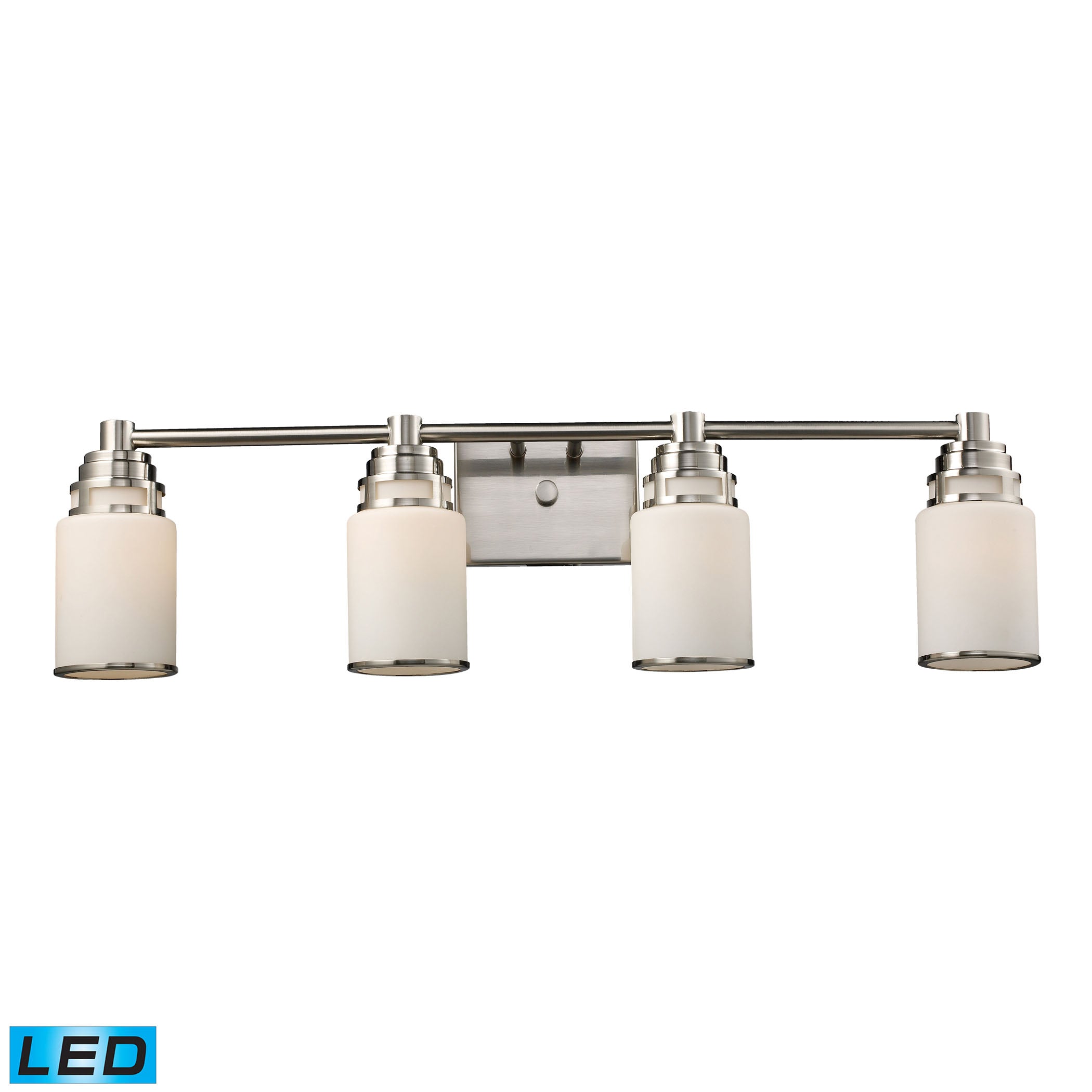 ELK Lighting 11267/4-LED Bryant 4-Light Vanity Lamp in Satin Nickel with Opal White Glass - Includes LED Bulbs