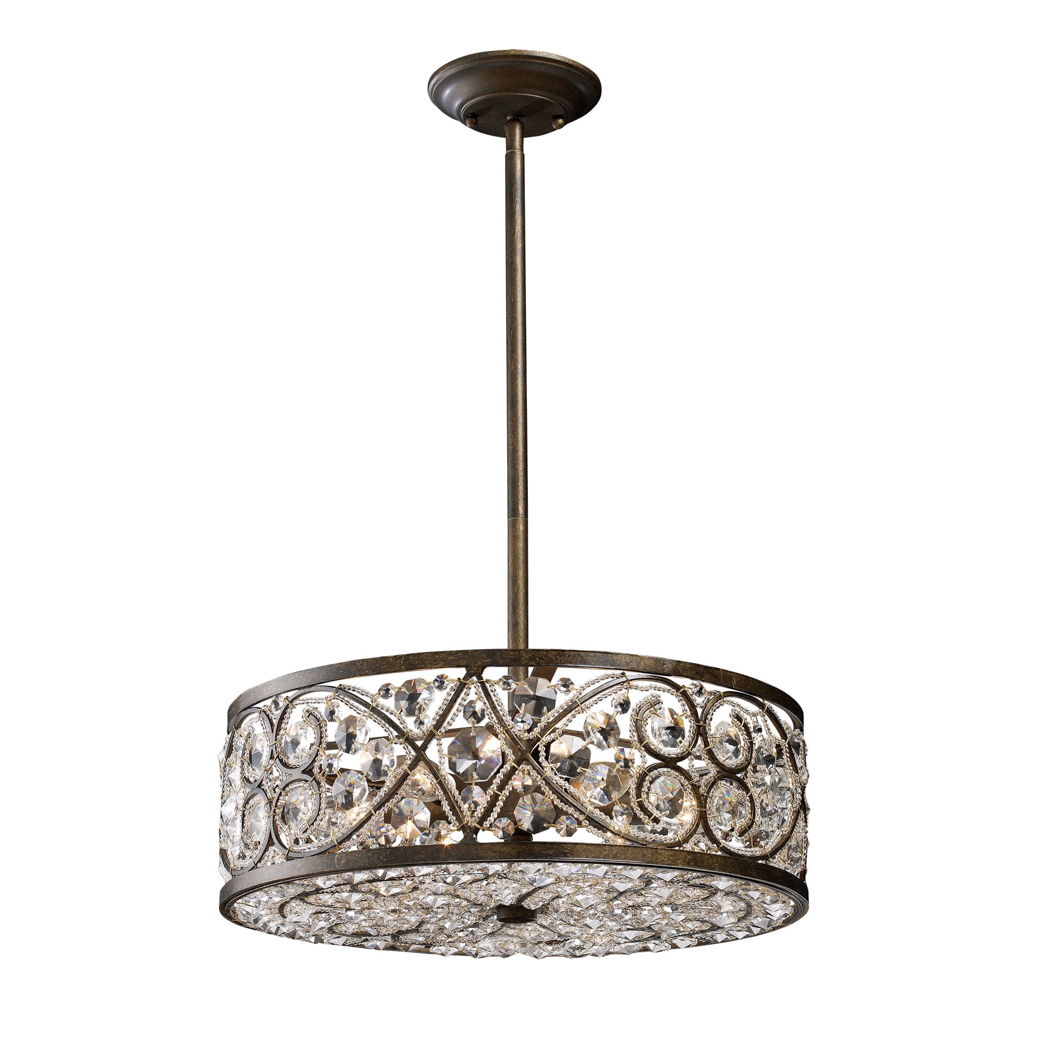 ELK Lighting 11287/6 Amherst 6-Light Chandelier in Antique Bronze with Clear Crystal and Beaded Glass Diffuser