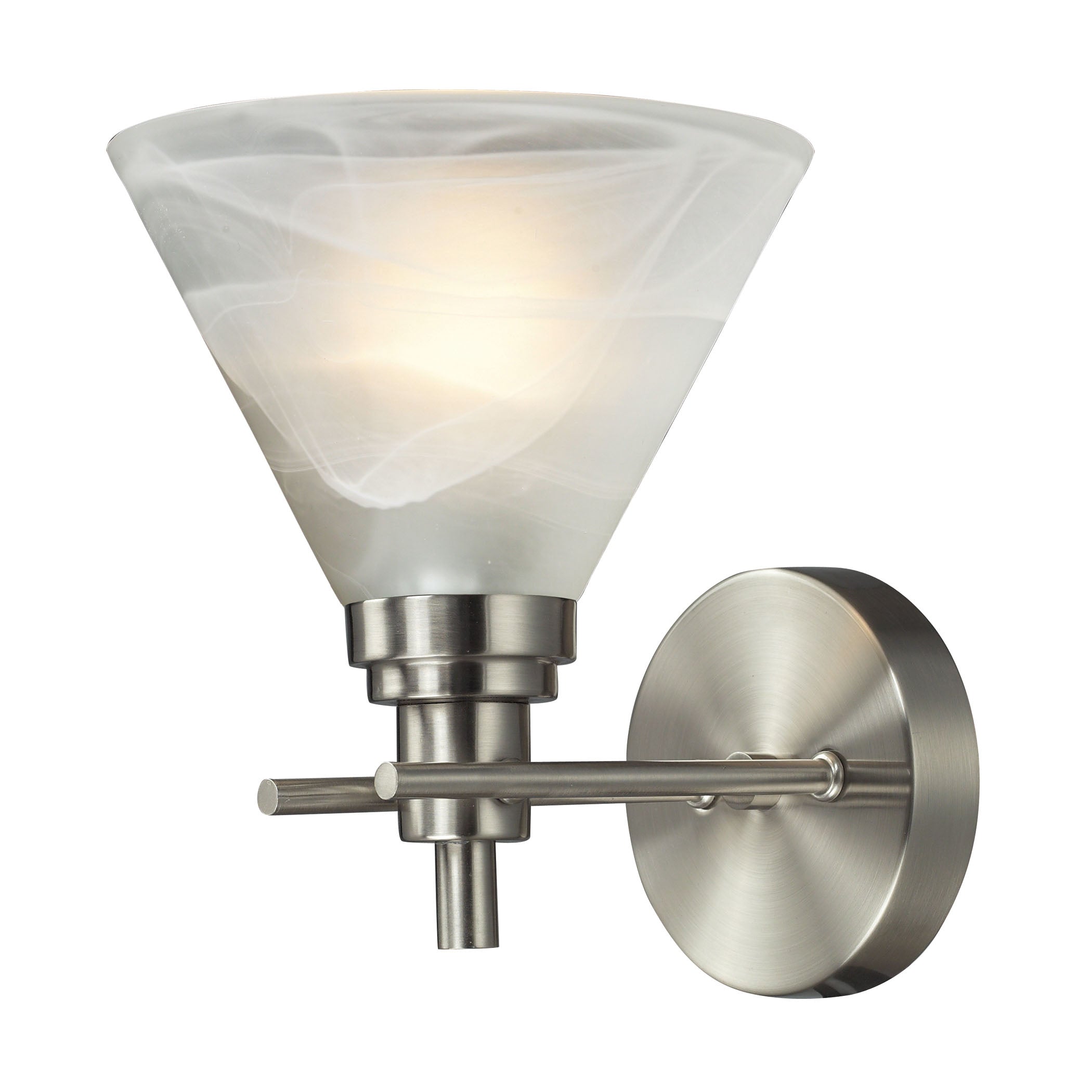 ELK Lighting 11400/1 Pemberton 1-Light Vanity Lamp in Brushed Nickel with White Marbleized Glass