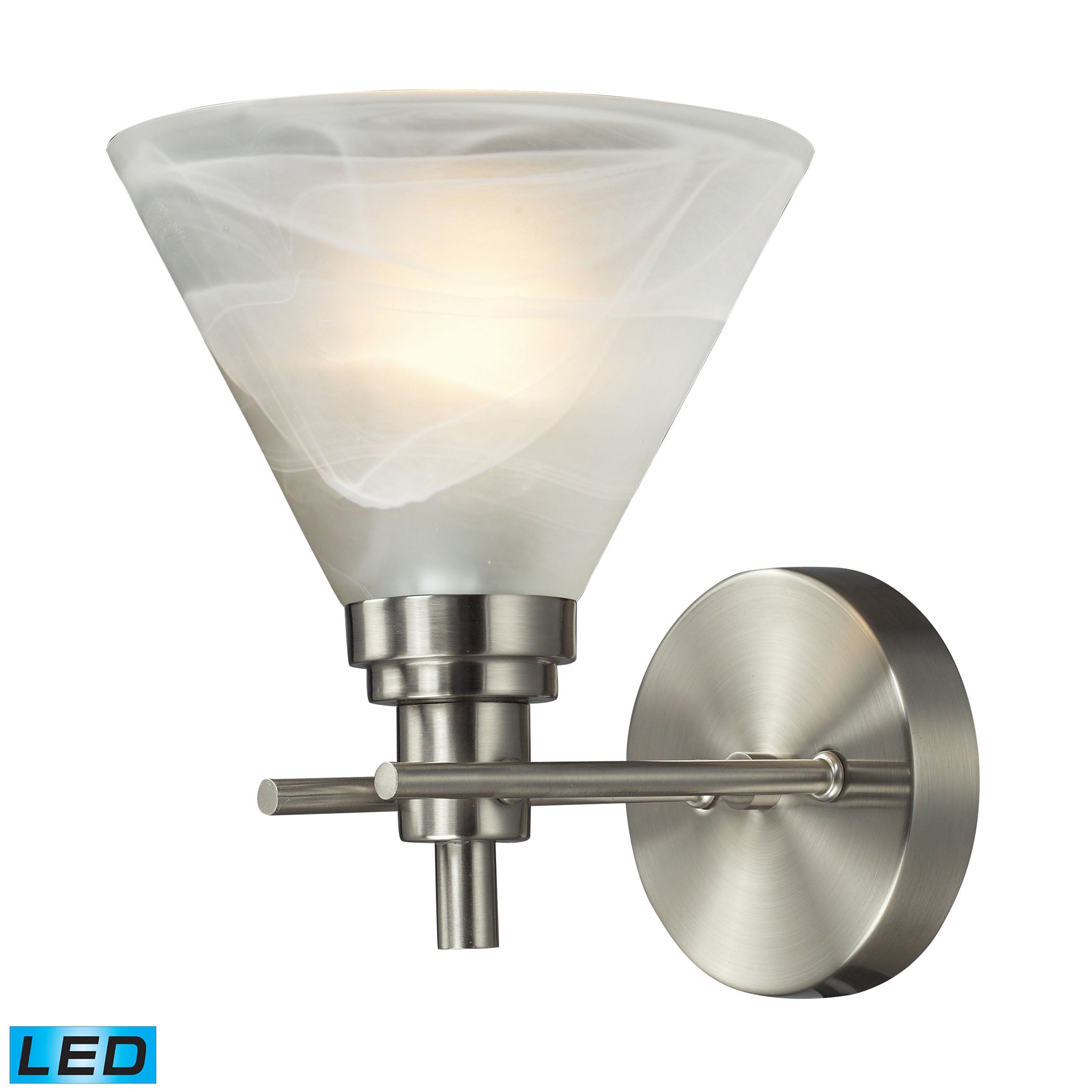 ELK Lighting 11400/1-LED Pemberton 1-Light Vanity Lamp in Brushed Nickel with White Marbleized Glass - Includes LED Bulb