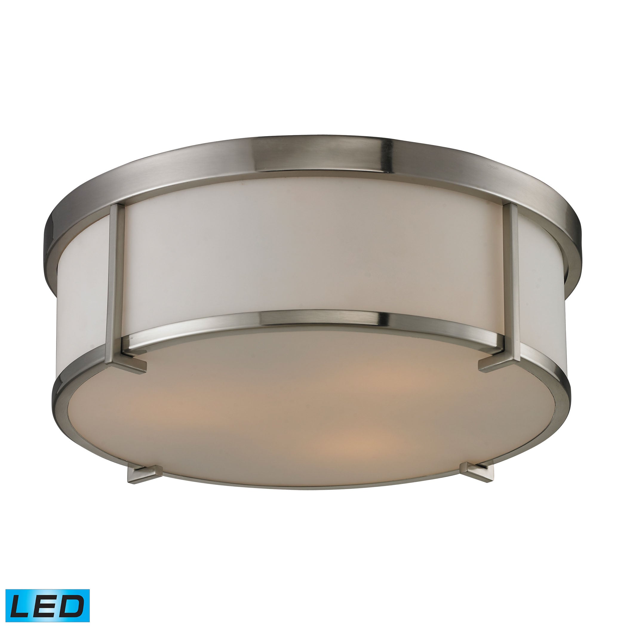 ELK Lighting 11465/3-LED Flushmounts 3-Light Flush Mount in Brushed Nickel with Opal White Glass - Includes LED Bulbs