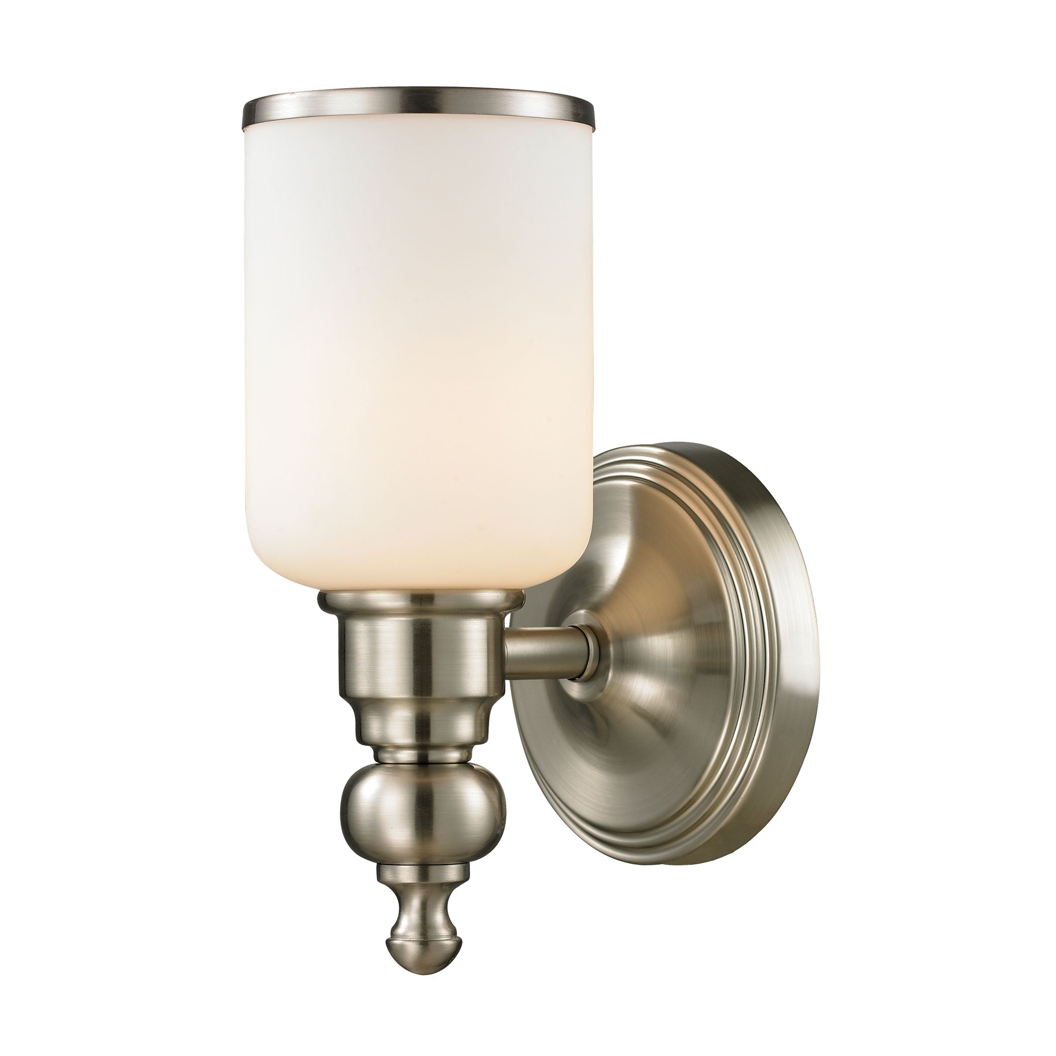 ELK Lighting 11580/1 Bristol Way 1-Light Vanity Lamp in Brushed Nickel with Opal White Blown Glass