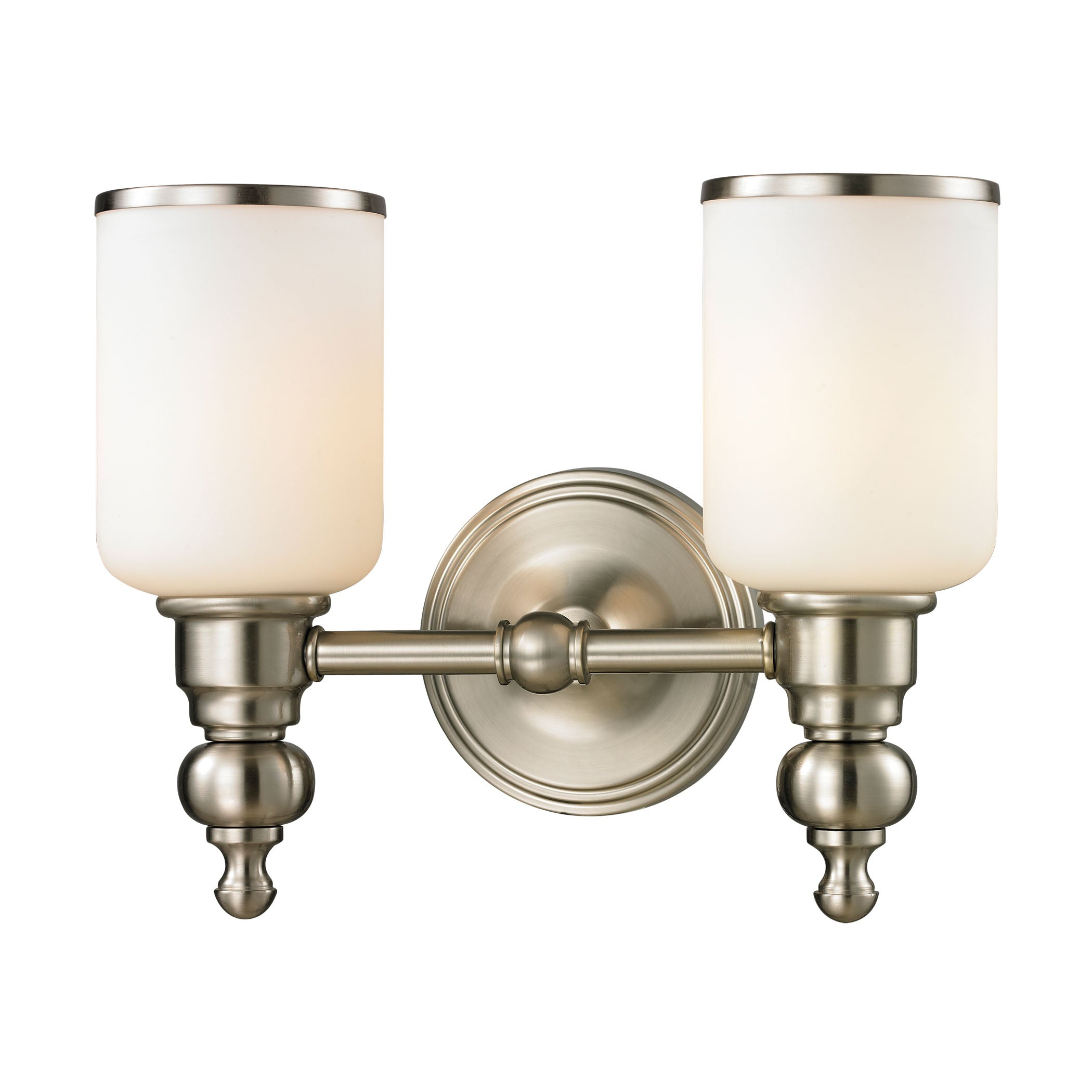 ELK Lighting 11581/2 Bristol Way 2-Light Vanity Lamp in Brushed Nickel with Opal White Blown Glass