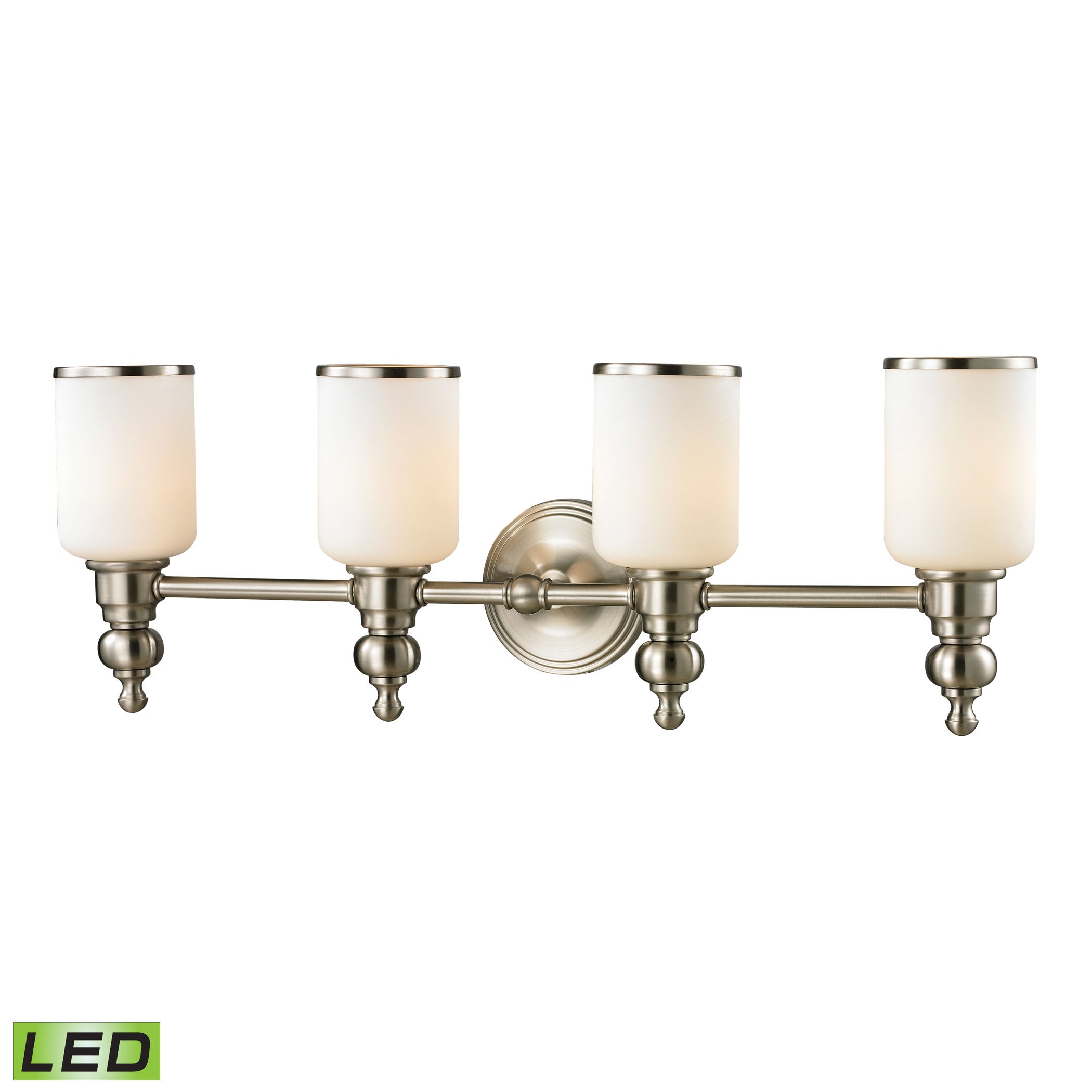 ELK Lighting 11583/4-LED Bristol 4-Light Vanity Lamp in Brushed Nickel with Opal White Blown Glass - Includes LED Bulbs