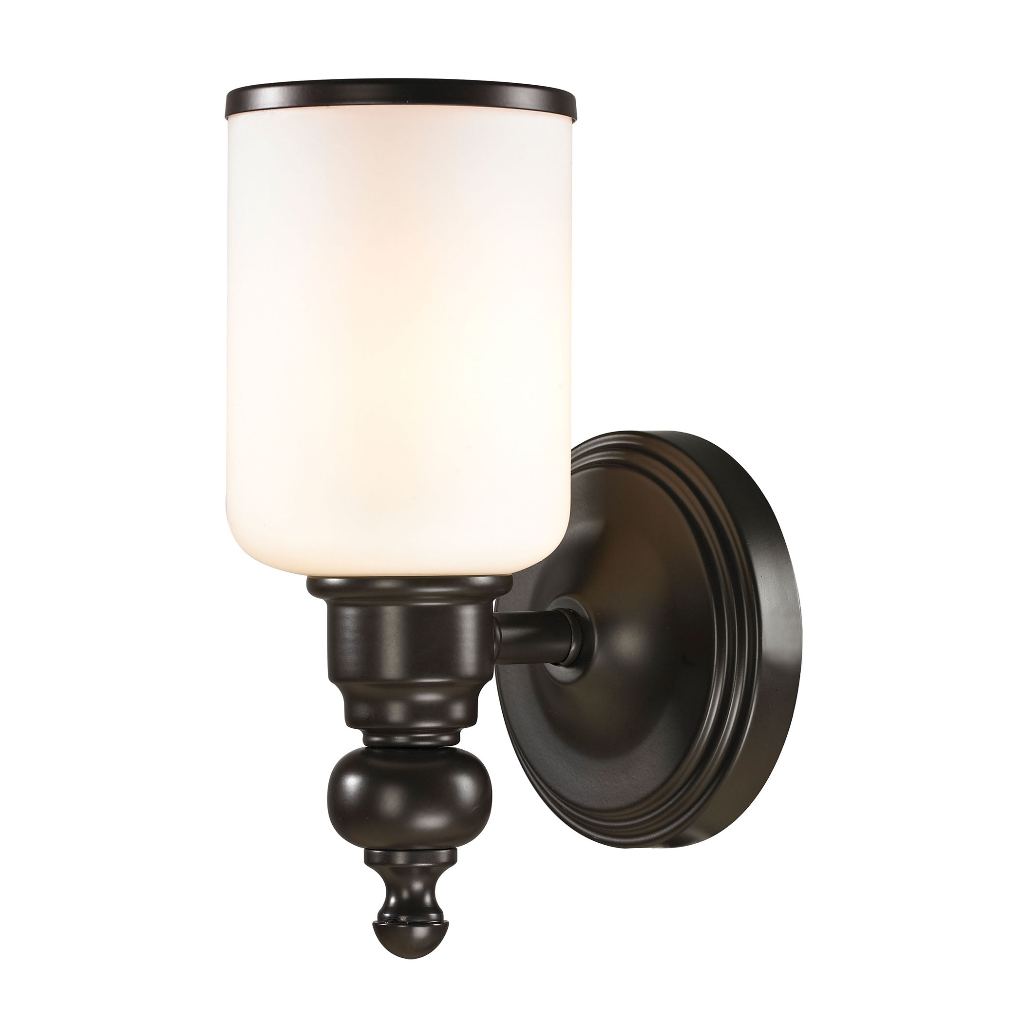 ELK Lighting 11590/1 Bristol Way 1-Light Vanity Lamp in Oil Rubbed Bronze with Opal White Blown Glass