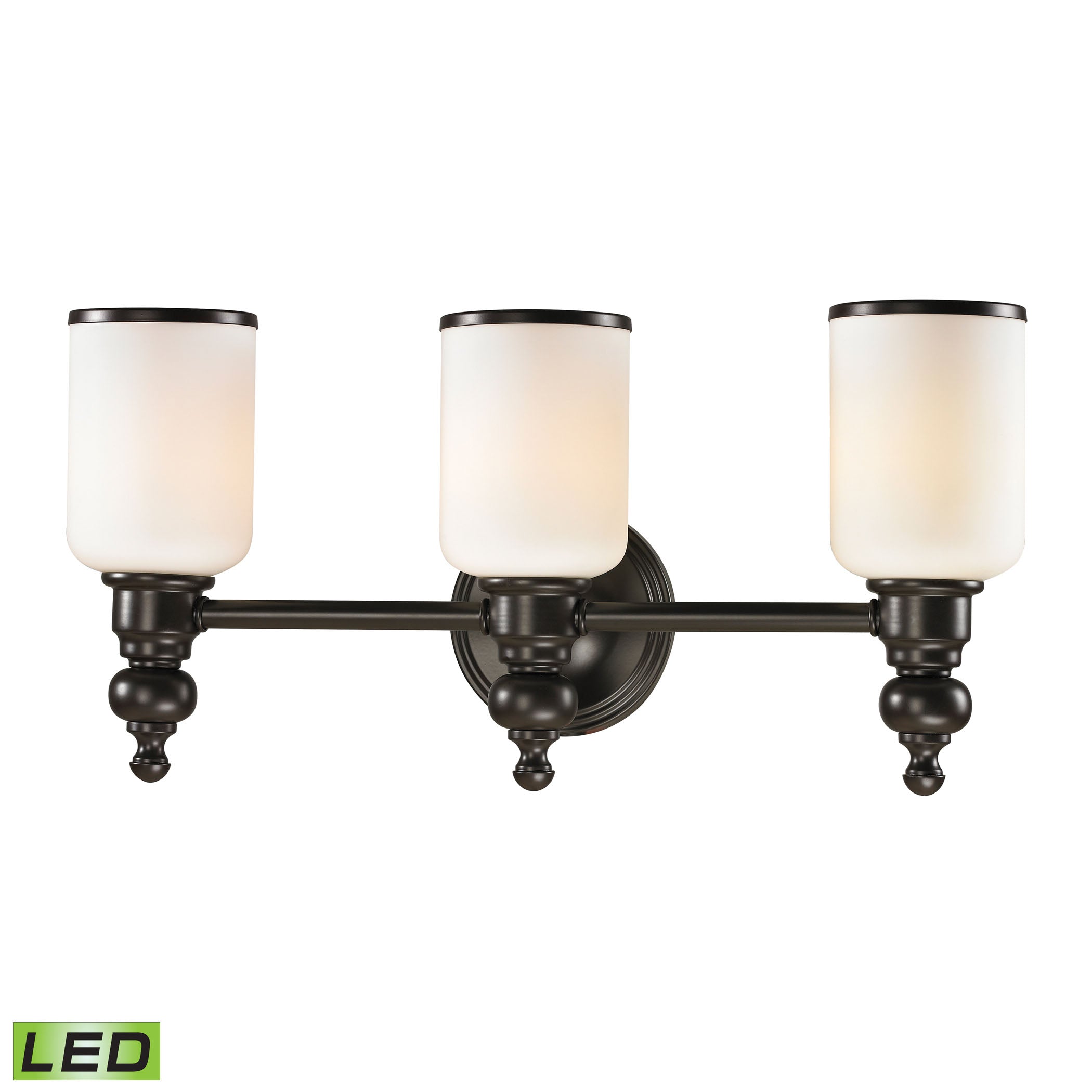 ELK Lighting 11592/3-LED Bristol 3-Light Vanity Lamp in Oil Rubbed Bronze with Opal White Blown Glass - Includes LED Bulbs