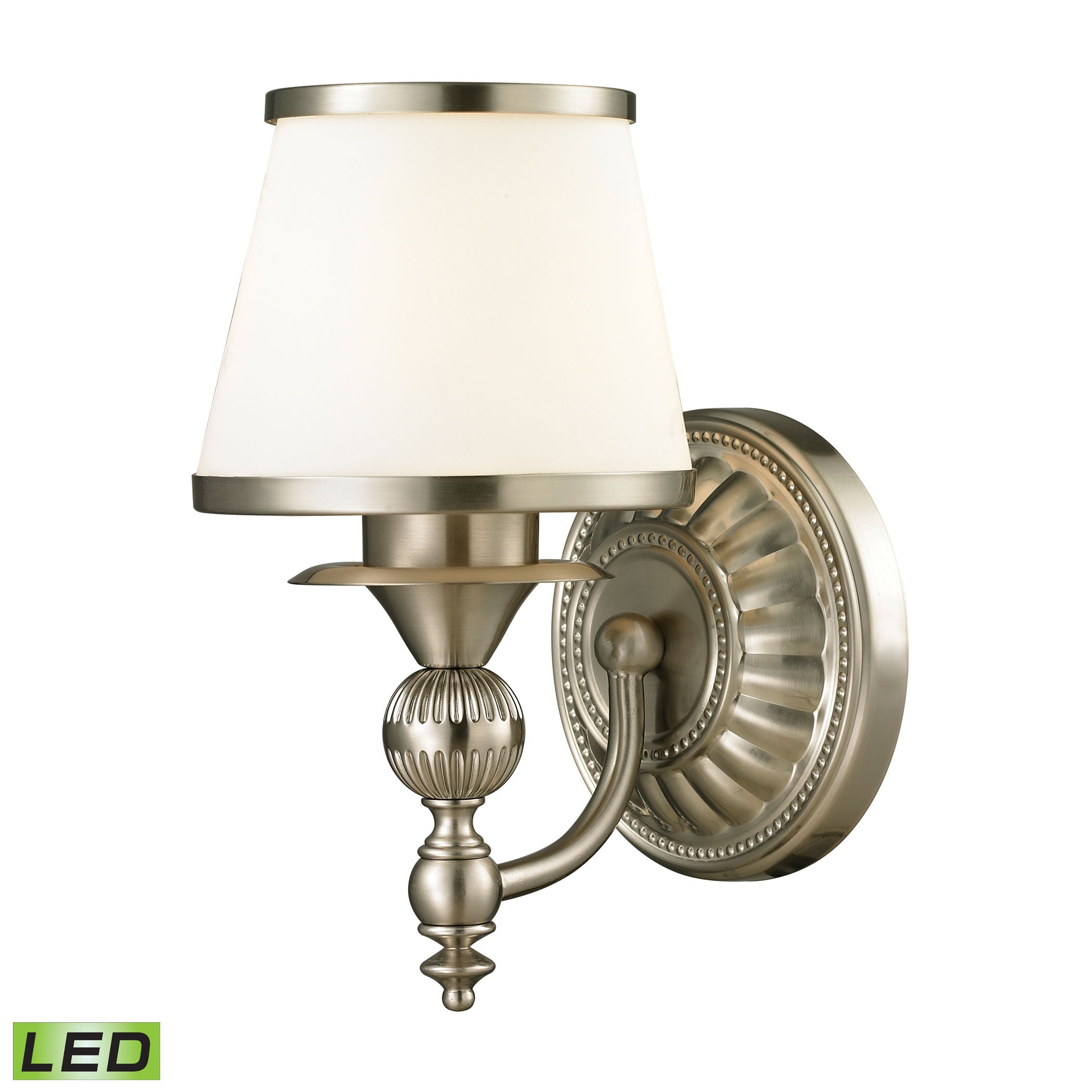 ELK Lighting 11600/1-LED Smithfield 1-Light Vanity Lamp in Brushed Nickel with Opal White Blown Glass - Includes LED Bulb