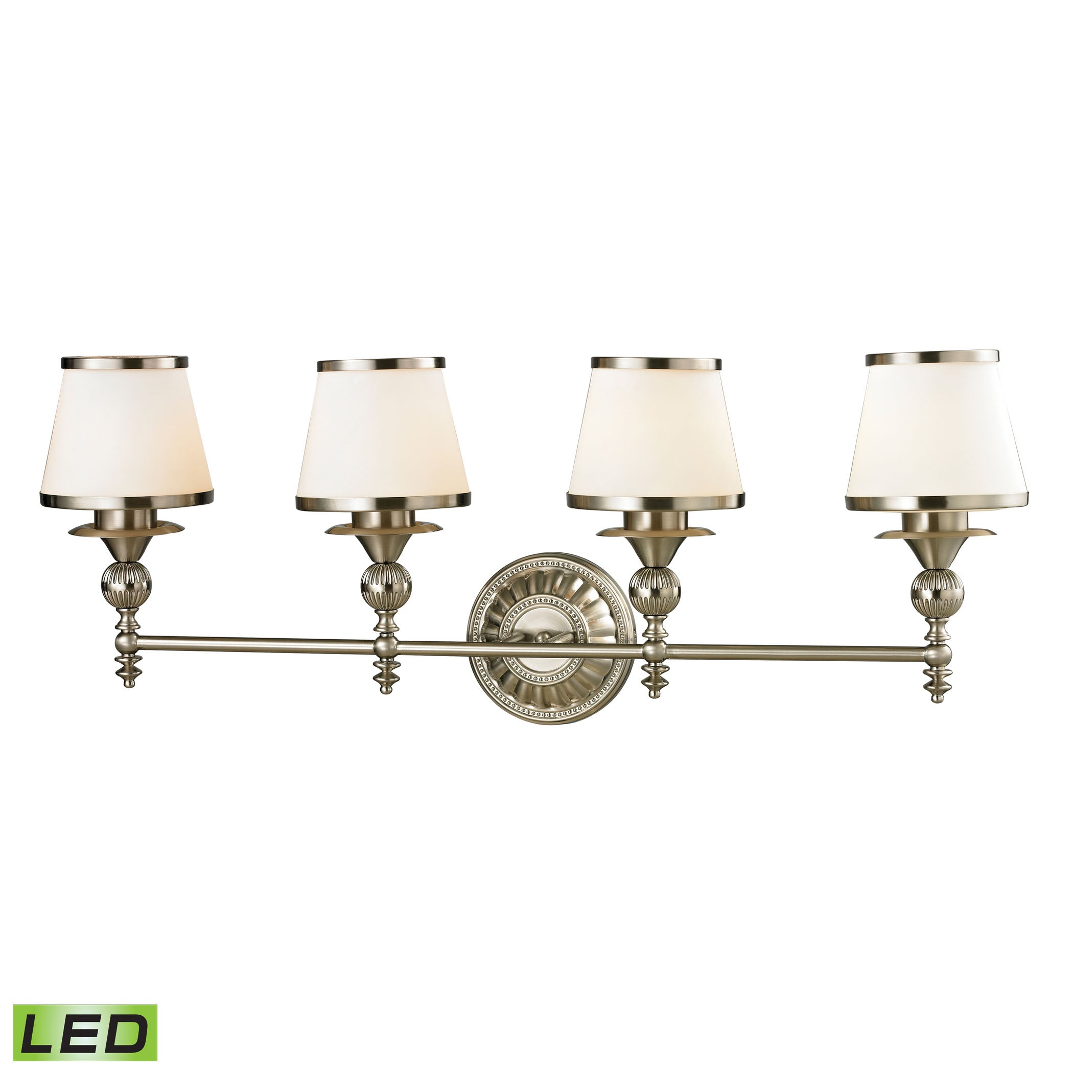 ELK Lighting 11603/4-LED Smithfield 4-Light Vanity Lamp in Brushed Nickel with Opal White Blown Glass - Includes LED Bulbs