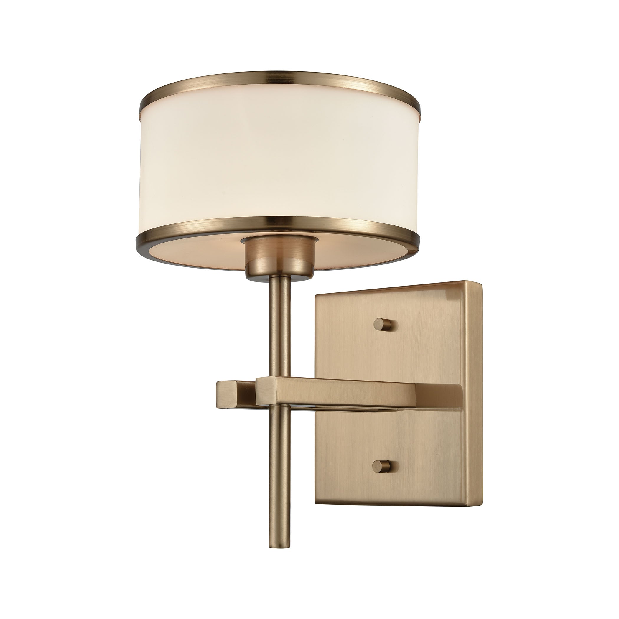 ELK Lighting 11615/1 Utica 1-Light Vanity Lamp in Satin Brass with Opal White Glass
