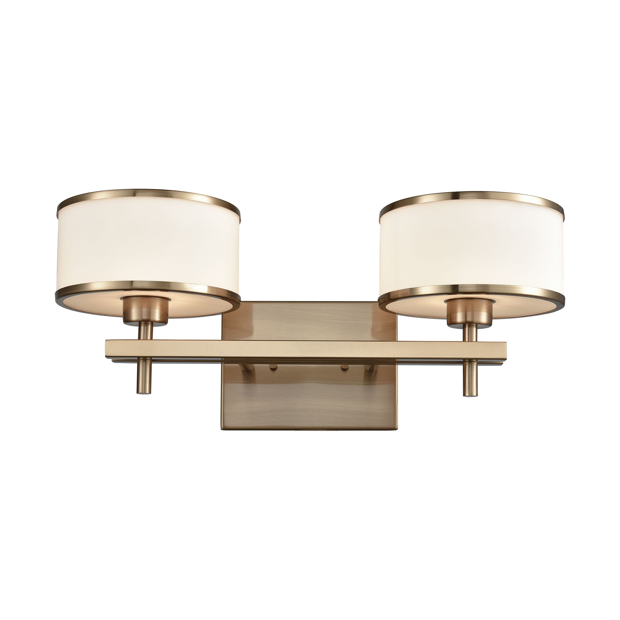 ELK Lighting 11616/2 Utica 2-Light Vanity Lamp in Satin Brass with Opal White Glass