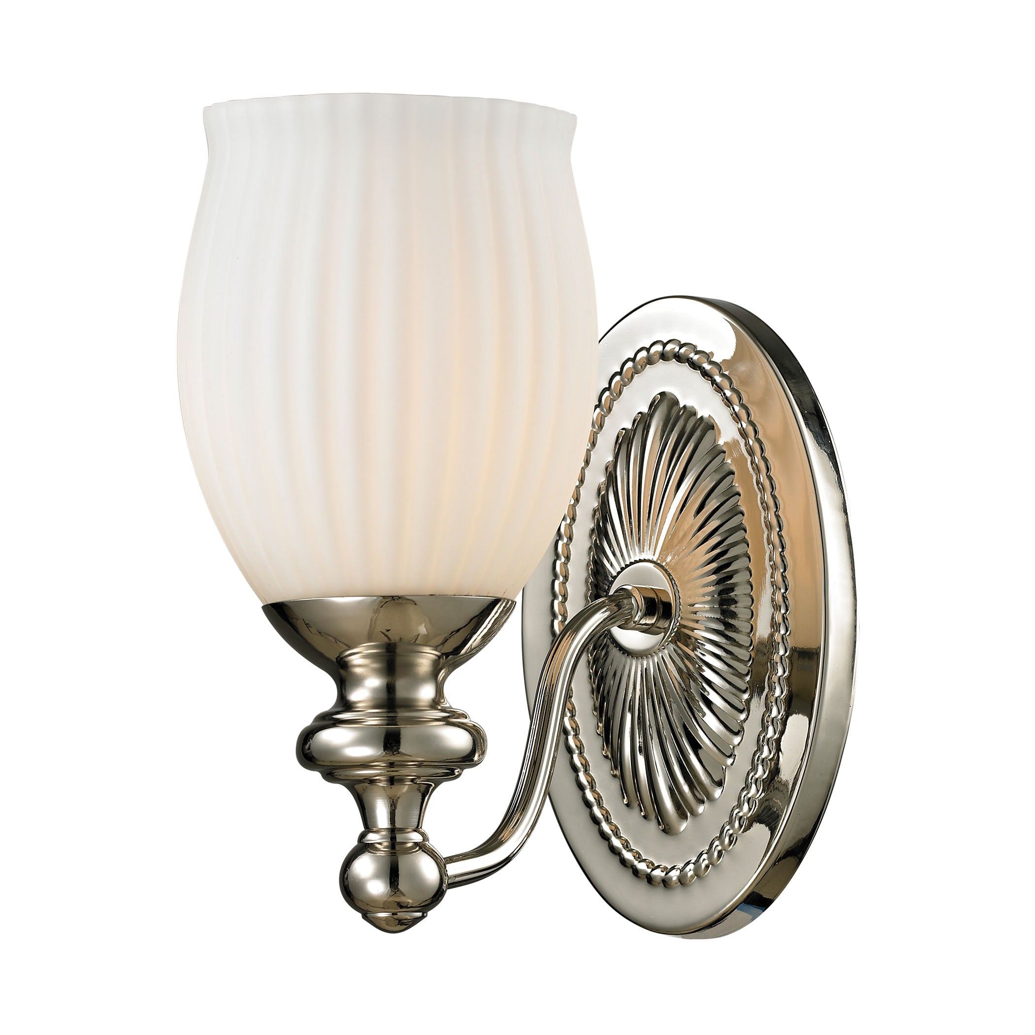 ELK Lighting 11640/1 Park Ridge 1-Light Vanity Lamp in Polished Nickel with Reeded Opal Glass