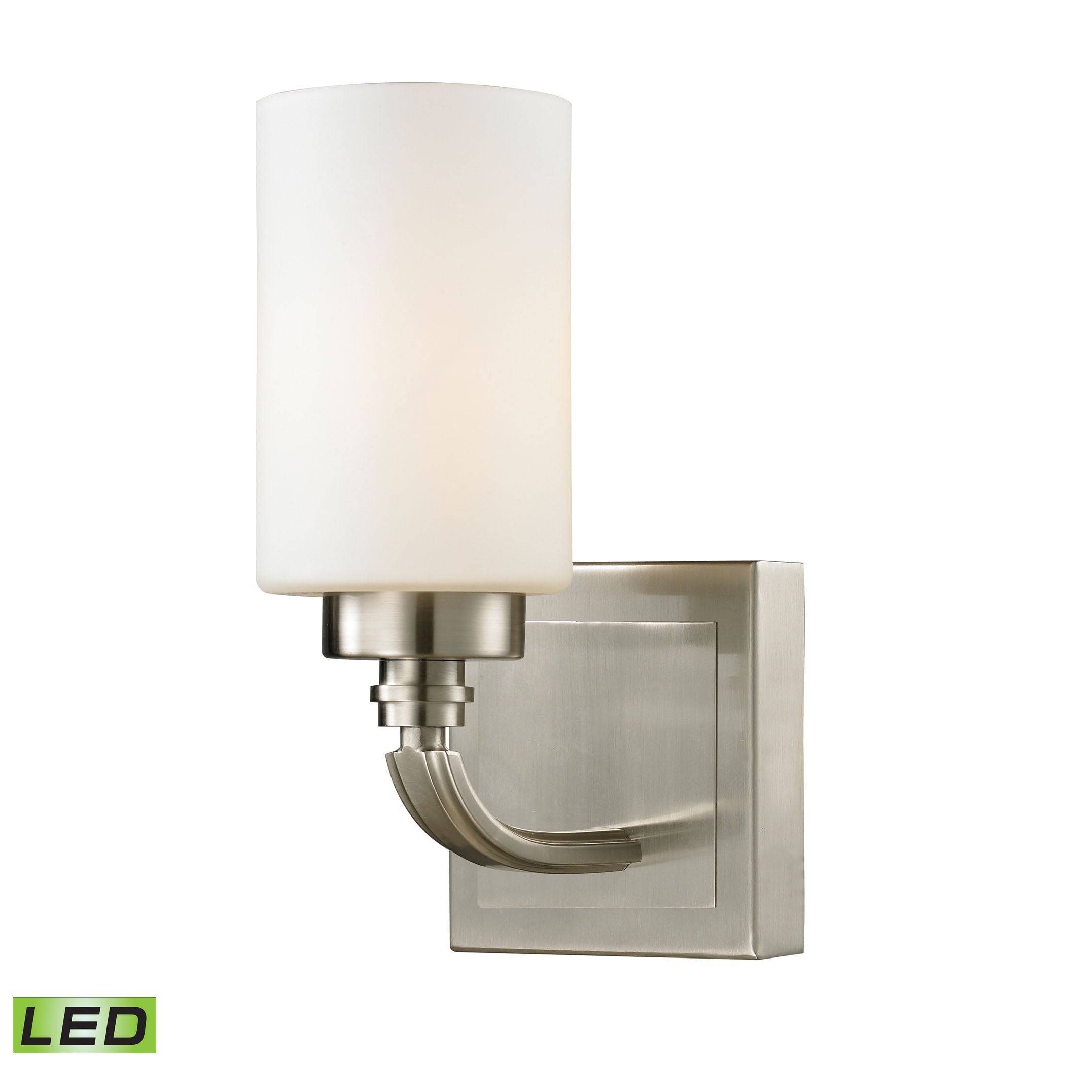 ELK Lighting 11660/1-LED Dawson 1-Light Vanity Lamp in Brushed Nickel with White Glass - Includes LED Bulb