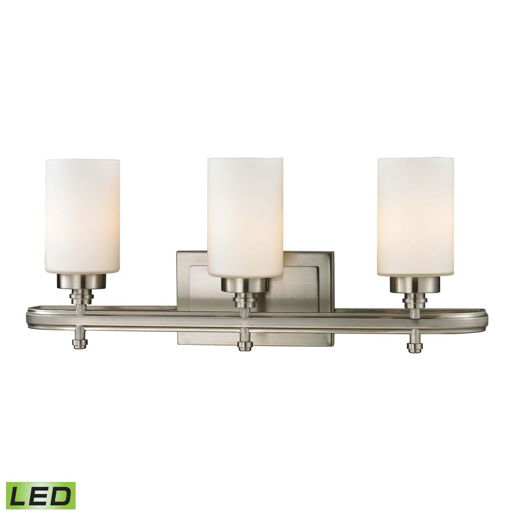 ELK Lighting 11662/3-LED Dawson 3-Light Vanity Lamp in Brushed Nickel with White Glass - Includes LED Bulbs