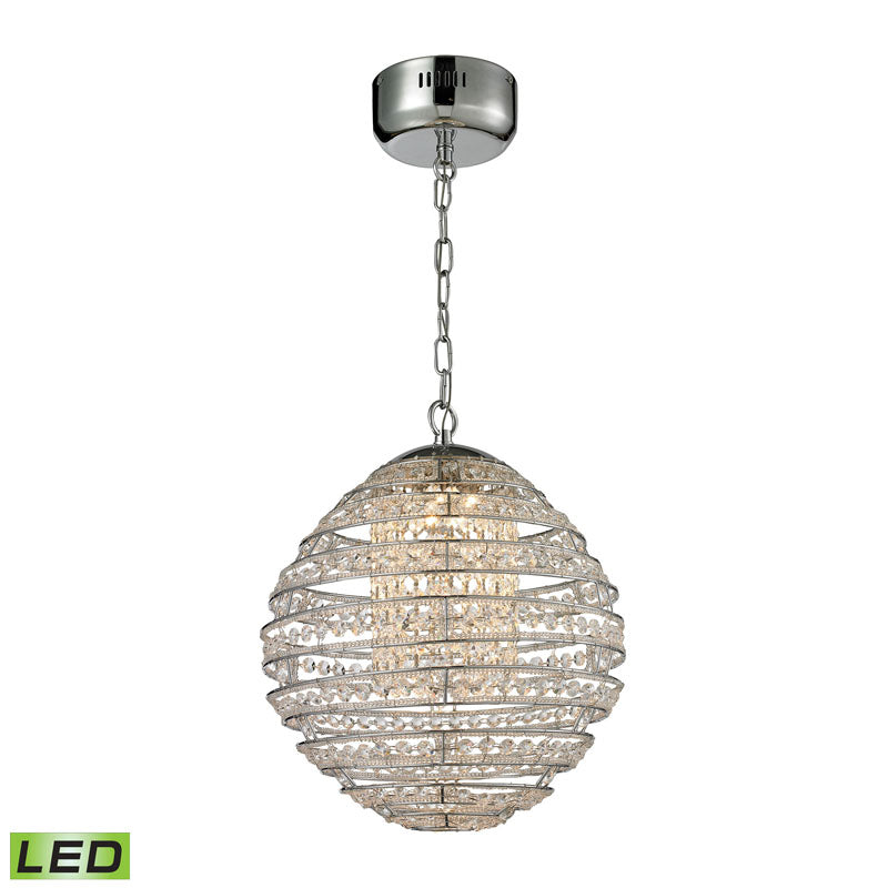 ELK Lighting 11731-LED Crystal Sphere Light Pendant in Polished Chrome