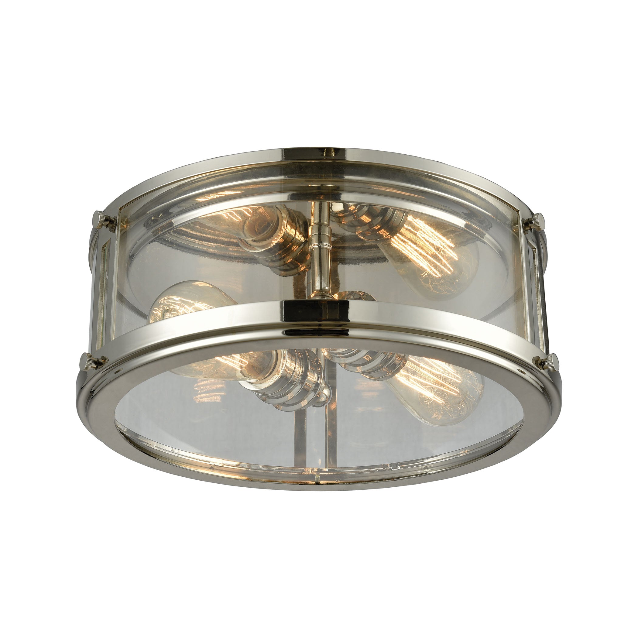 ELK Lighting 11850/2 Coby 2-Light Flush Mount in Polished Nickel with Clear Glass