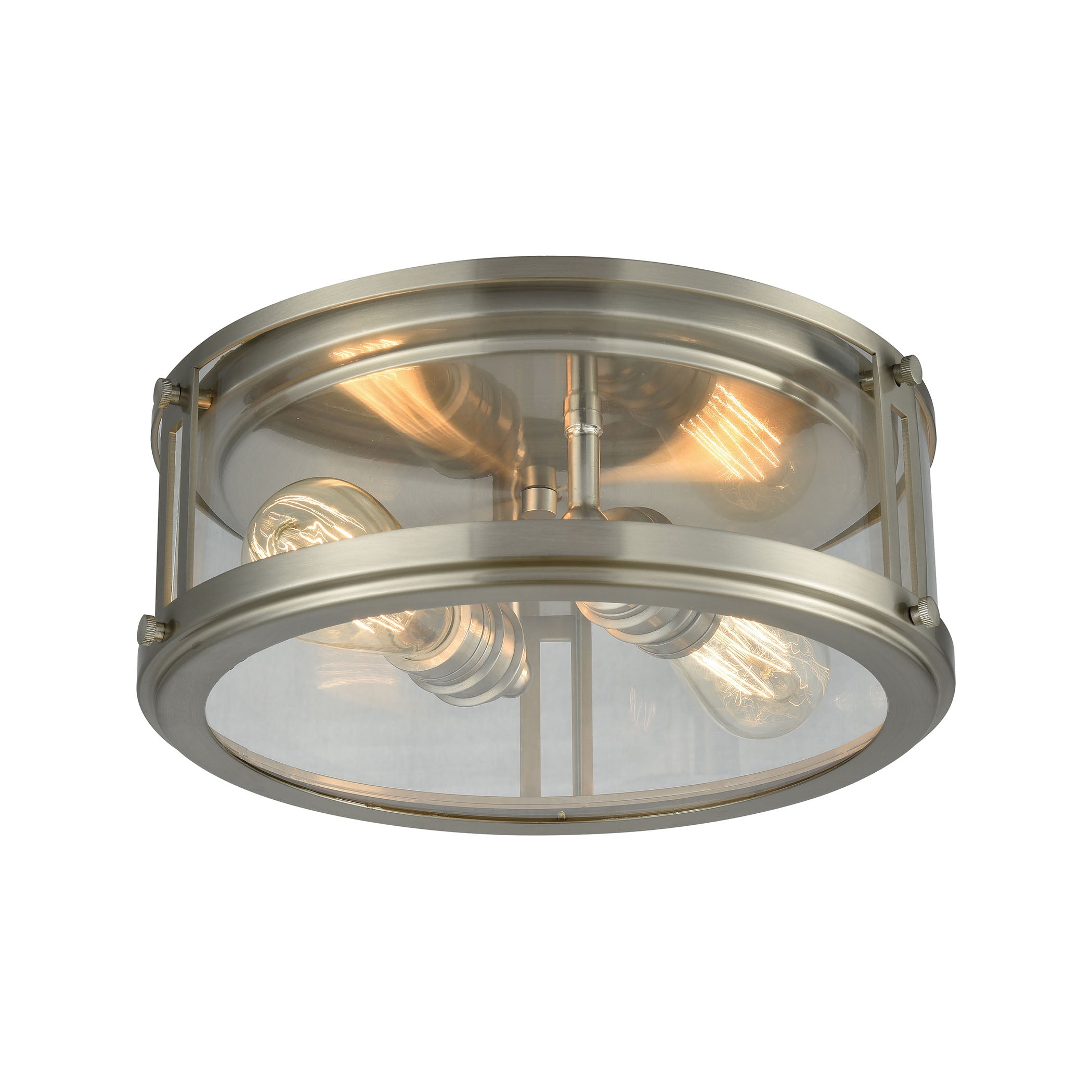 ELK Lighting 11860/2 Coby 2-Light Flush Mount in Brushed Nickel with Clear Glass