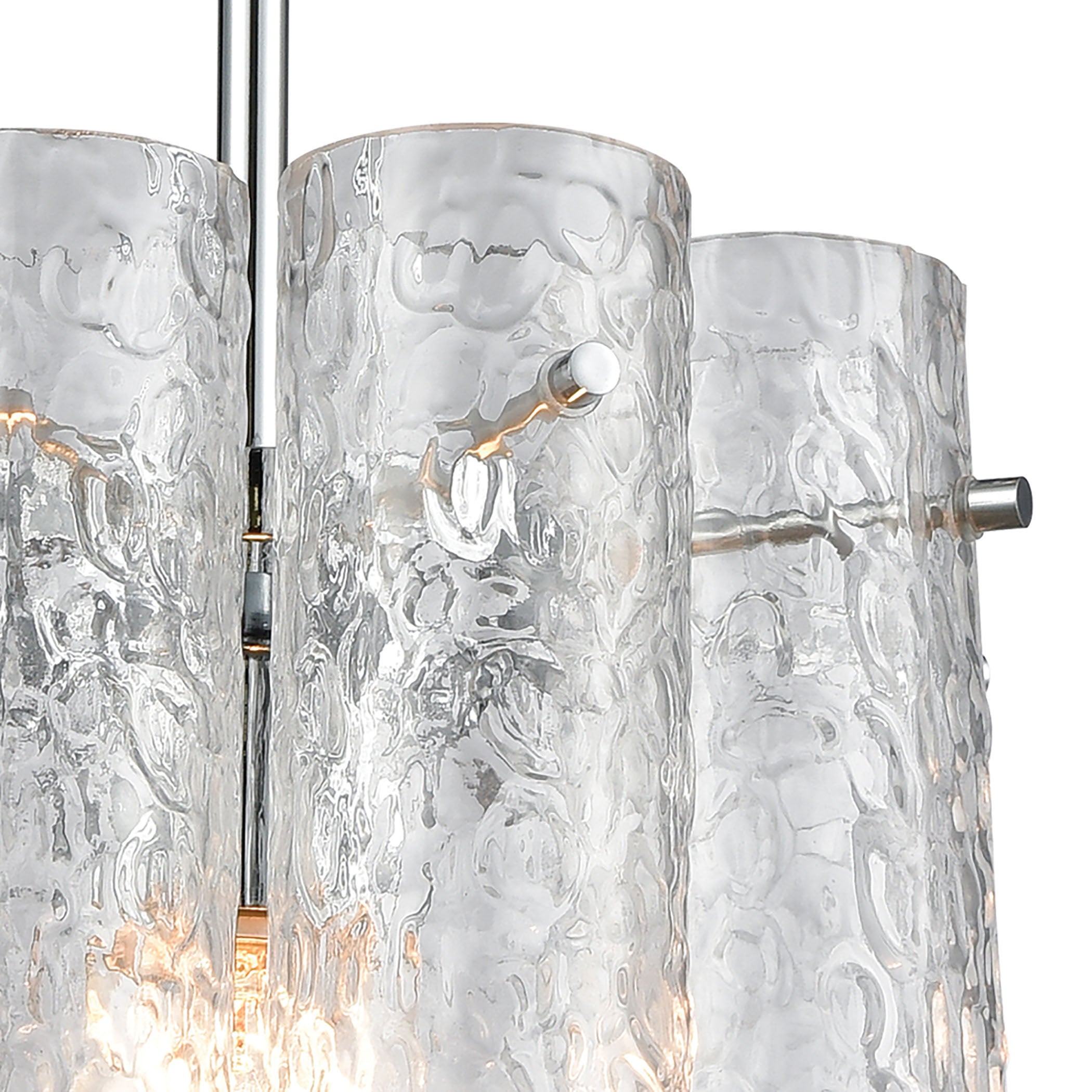 ELK Lighting 11911/1 Glass Symphony 1-Light Mini Pendant in Polished Chrome with Clear Textured Glass Cylinders