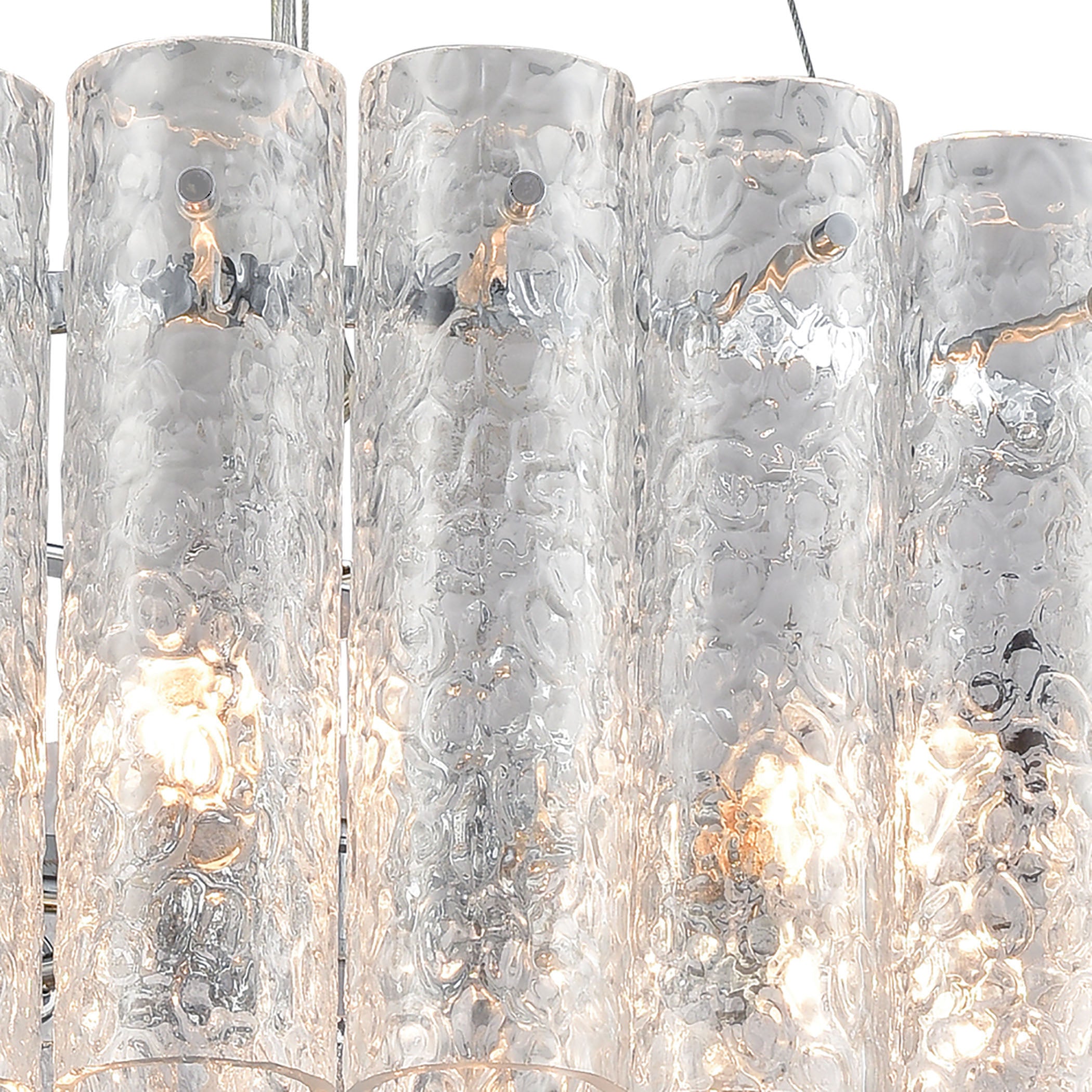 ELK Lighting 11914/6+4+1 Glass Symphony 10+1-Light Chandelier in Polished Chrome with Clear Textured Glass Cylinders