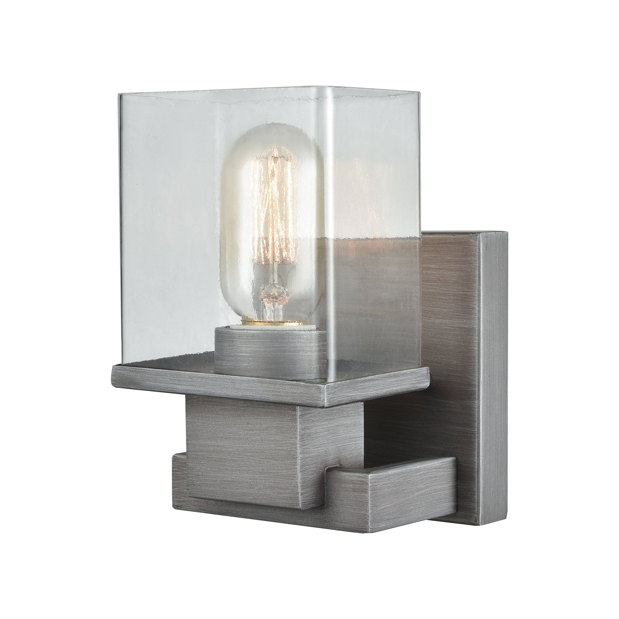 ELK Lighting 11940/1 Hotelier 1-Light Vanity Lamp in Weathered Zinc with Clear Glass