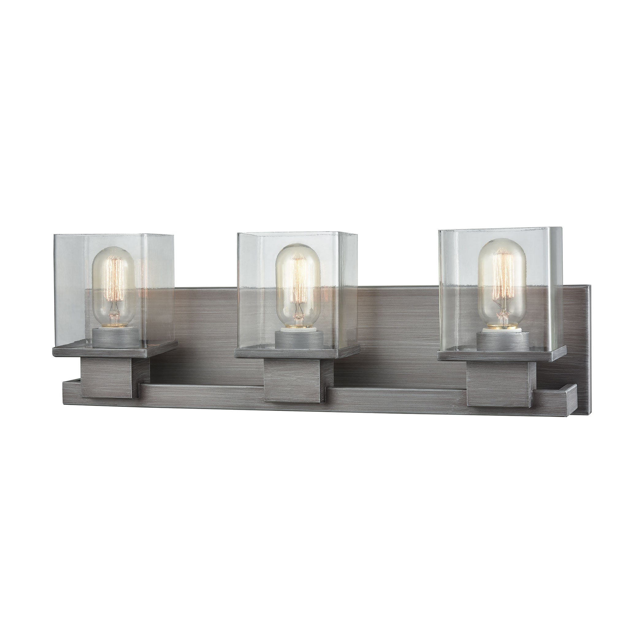 ELK Lighting 11942/3 Hotelier 3-Light Vanity Sconce in Weathered Zinc with Clear Glass