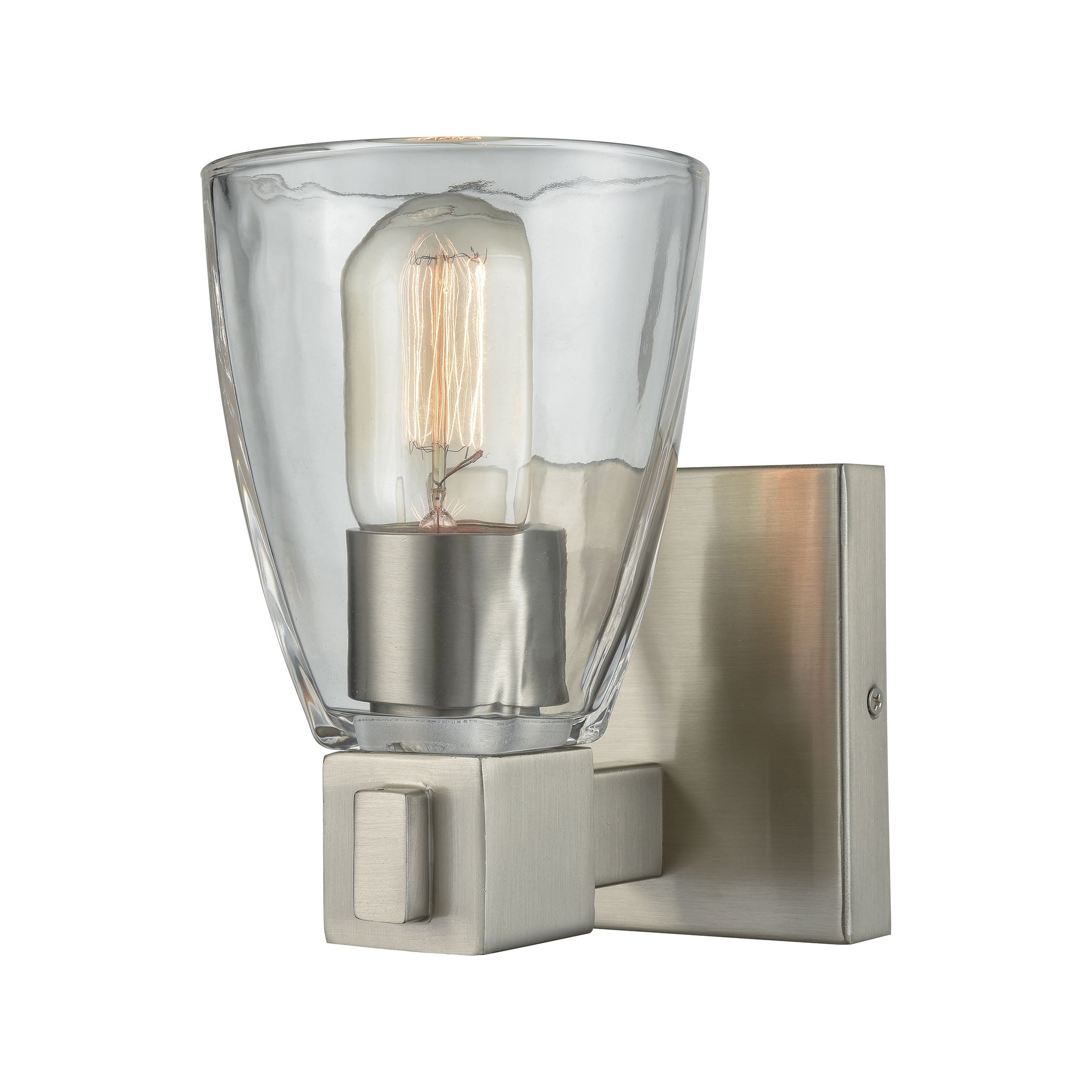 ELK Lighting 11980/1 Ensley 1-Light Vanity Lamp in Satin Nickel with Square-to-Round Clear Glass