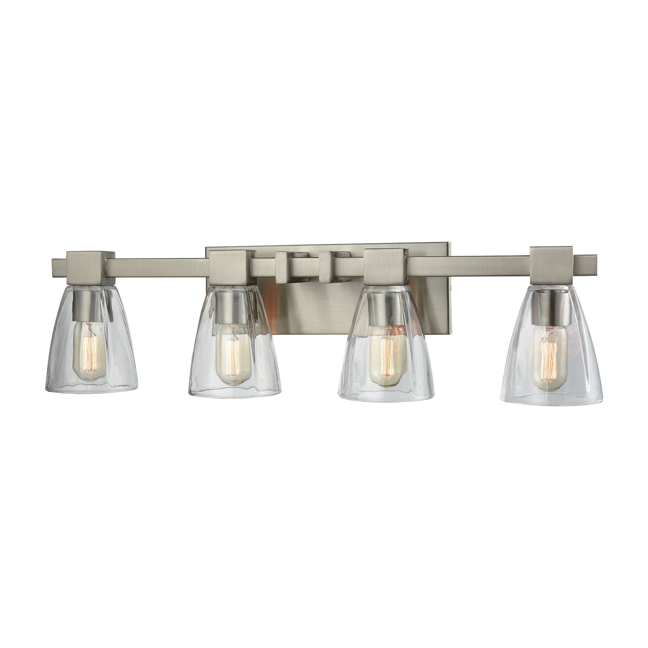ELK Lighting 11983/4 Ensley 4-Light Vanity Lamp in Satin Nickel with Square-to-Round Clear Glass