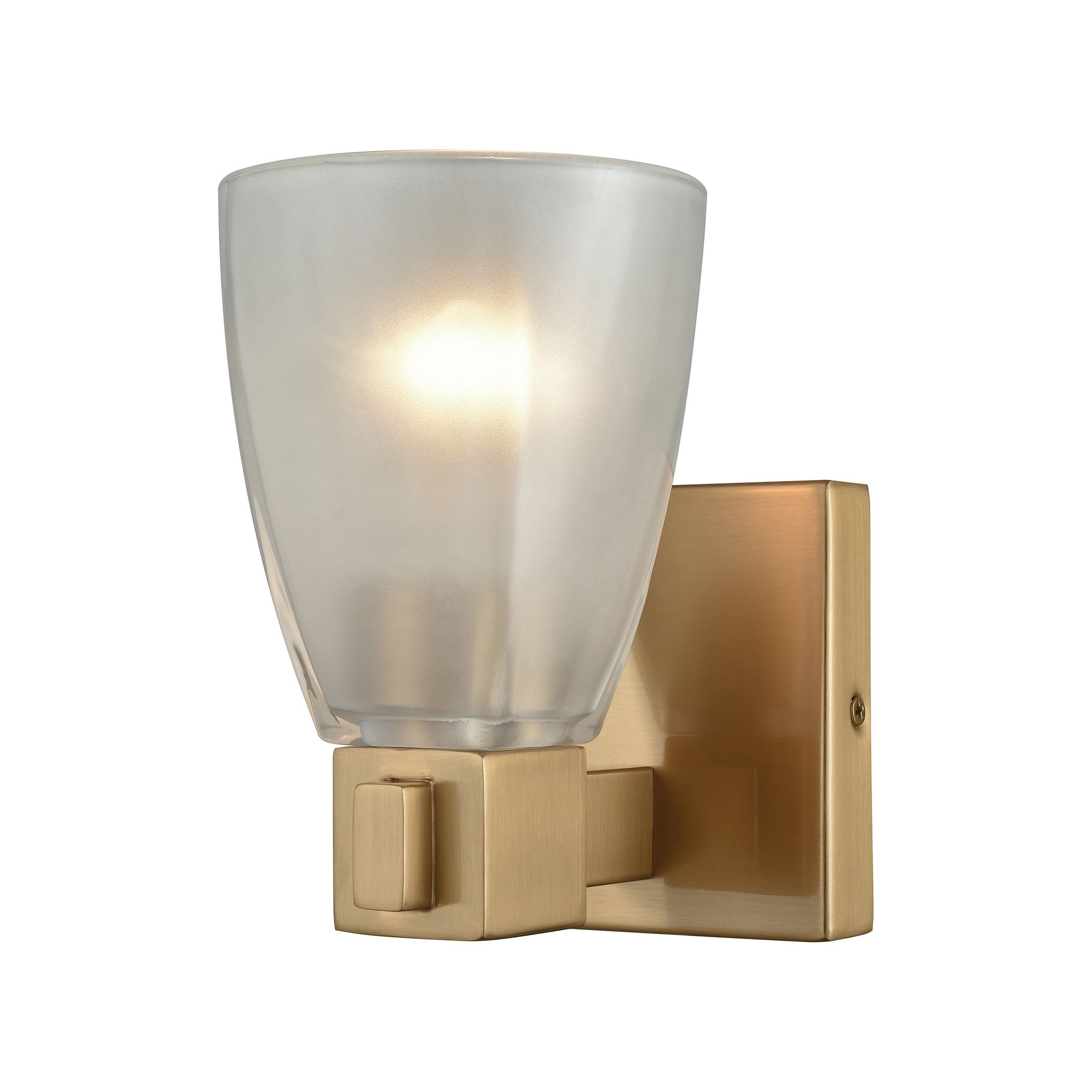 ELK Lighting 11990/1 Ensley 1-Light Vanity Lamp in Satin Brass with Square-to-Round Frosted Glass