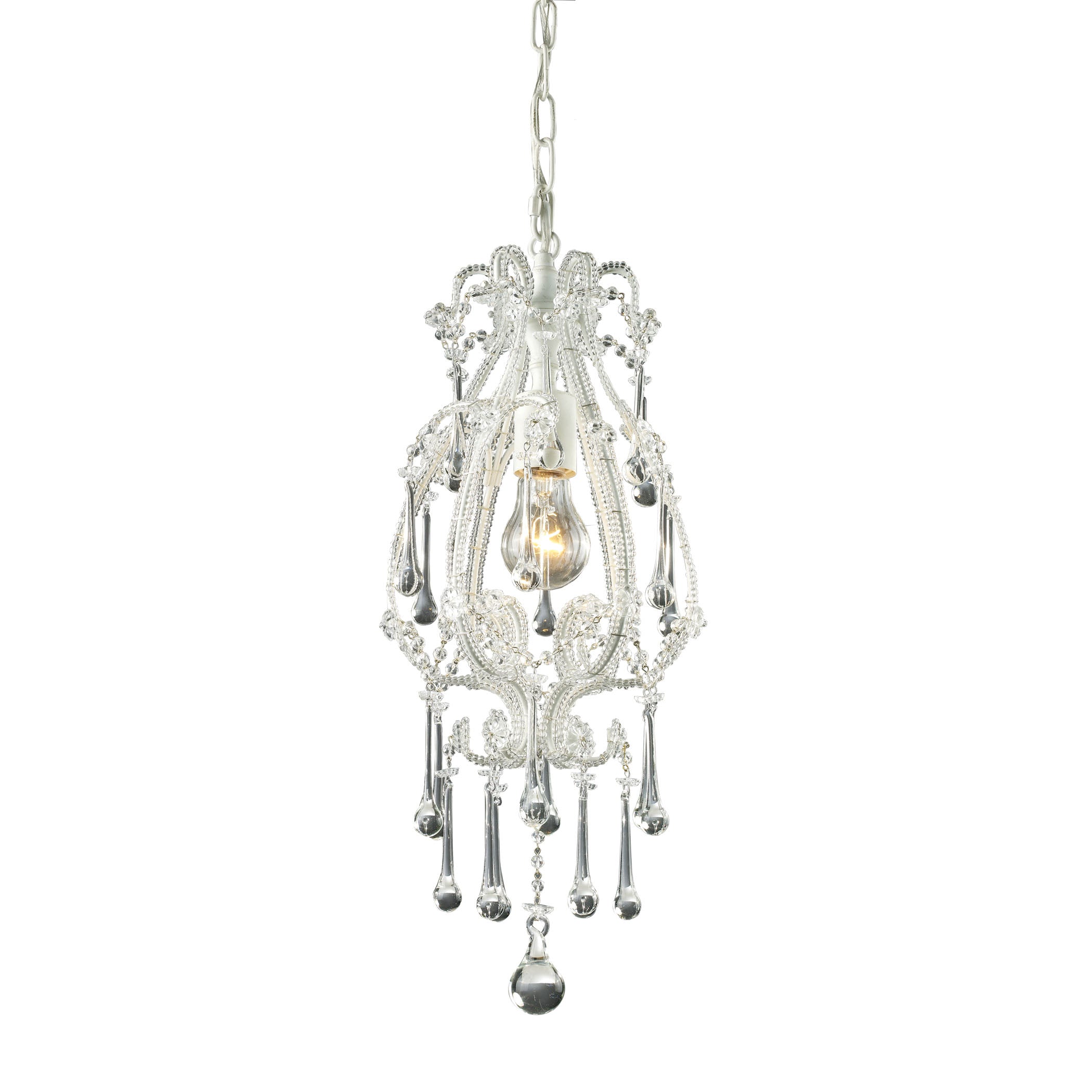 ELK Lighting 12003/1CL Opulence 1-Light Mini Pendant in Antique White with Clear Crystals