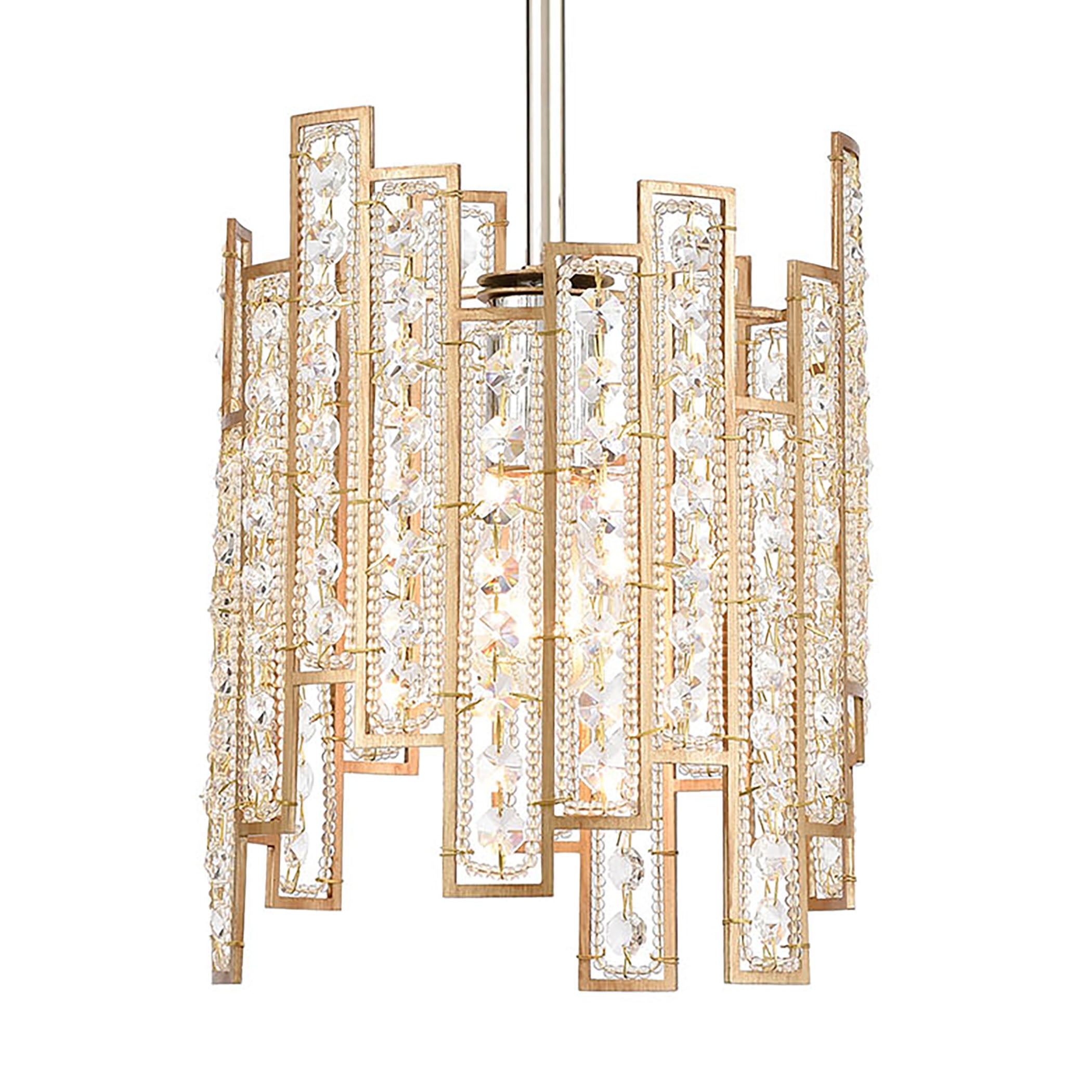 ELK Lighting 12132/1 Equilibrium 1-Light Mini Pendant in Matte Gold with Clear Crystal