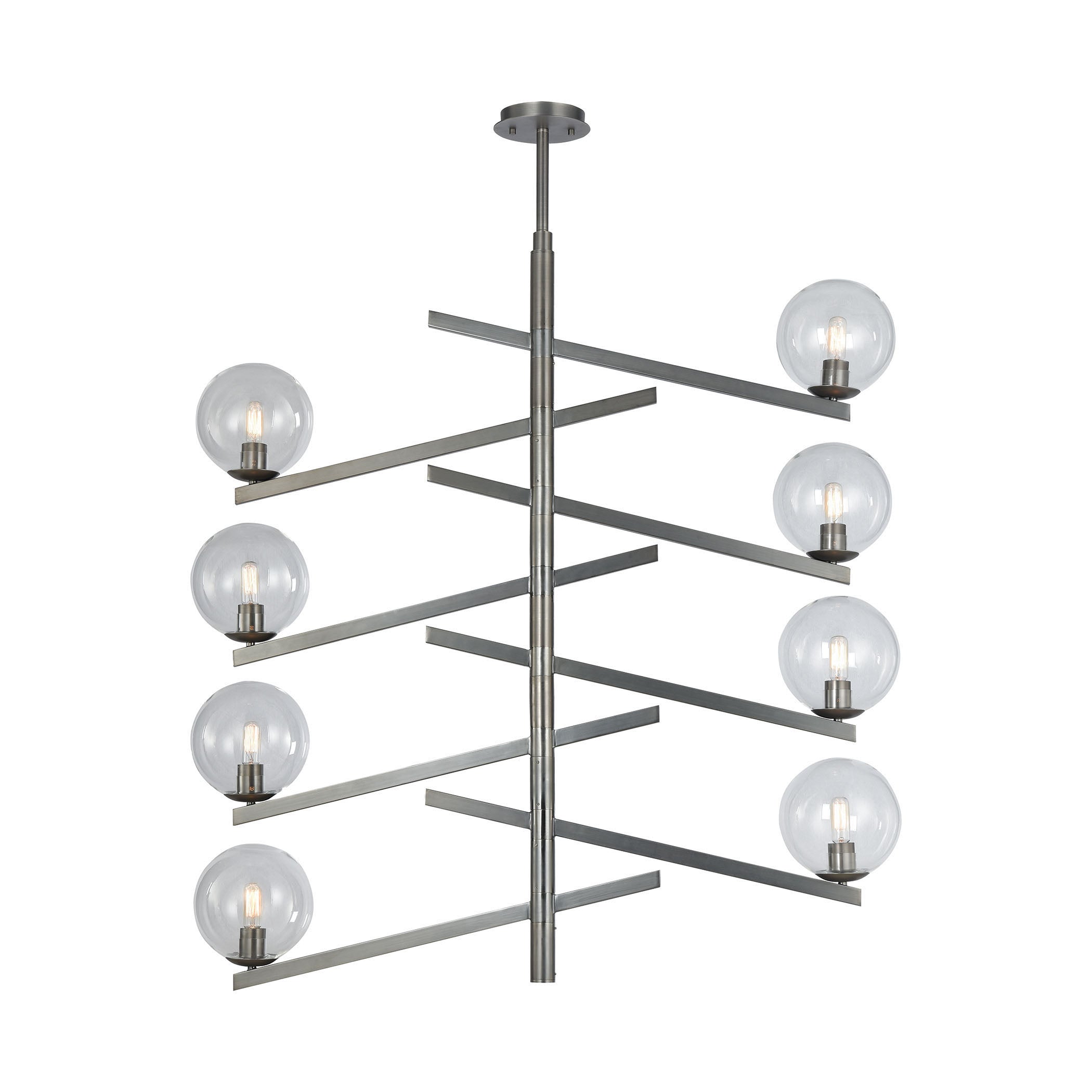 ELK Lighting 12184/8 Globes of Light 8-Light Chandelier in Brushed Black Nickel with Clear Blown Glass
